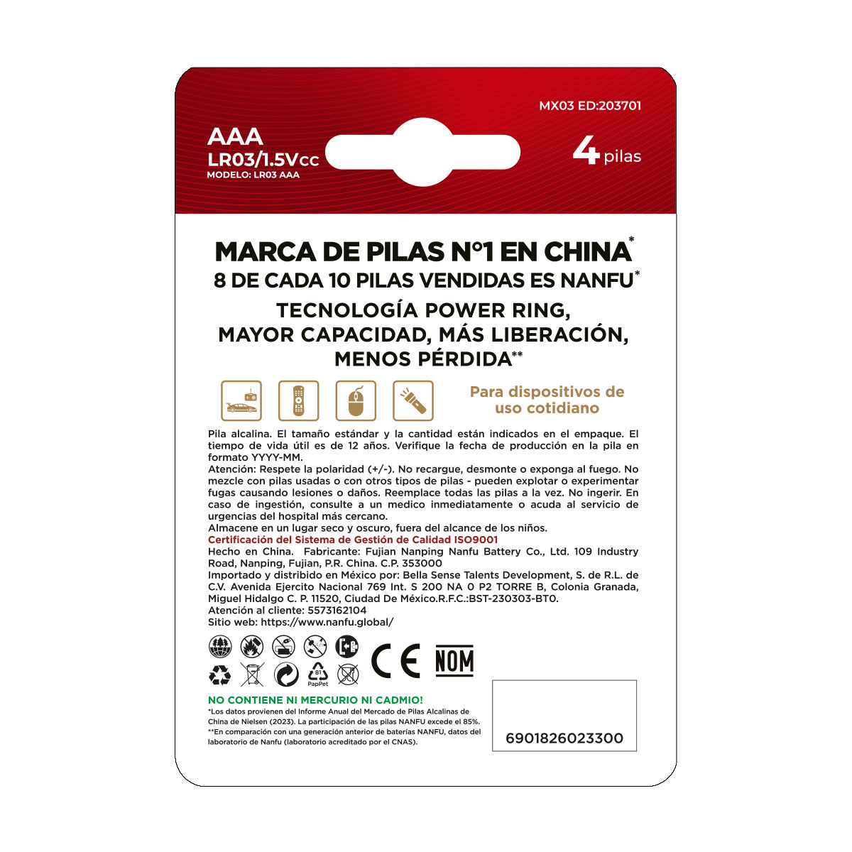 PILA NANFU ALCALINA AAA BP4 image number null