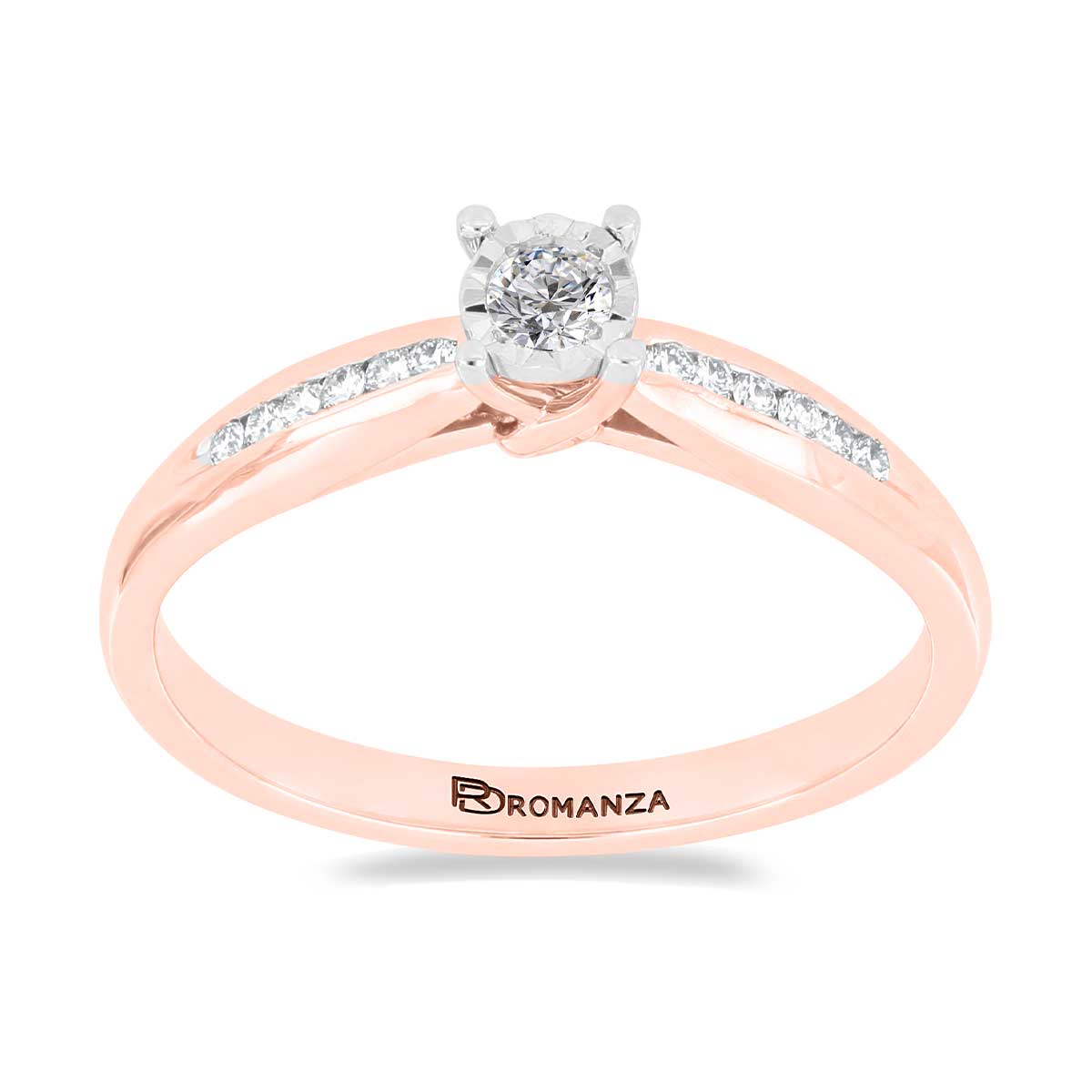 Solitario Oro Rosa 14K y 0.15 ct Diamante Romanza image number null