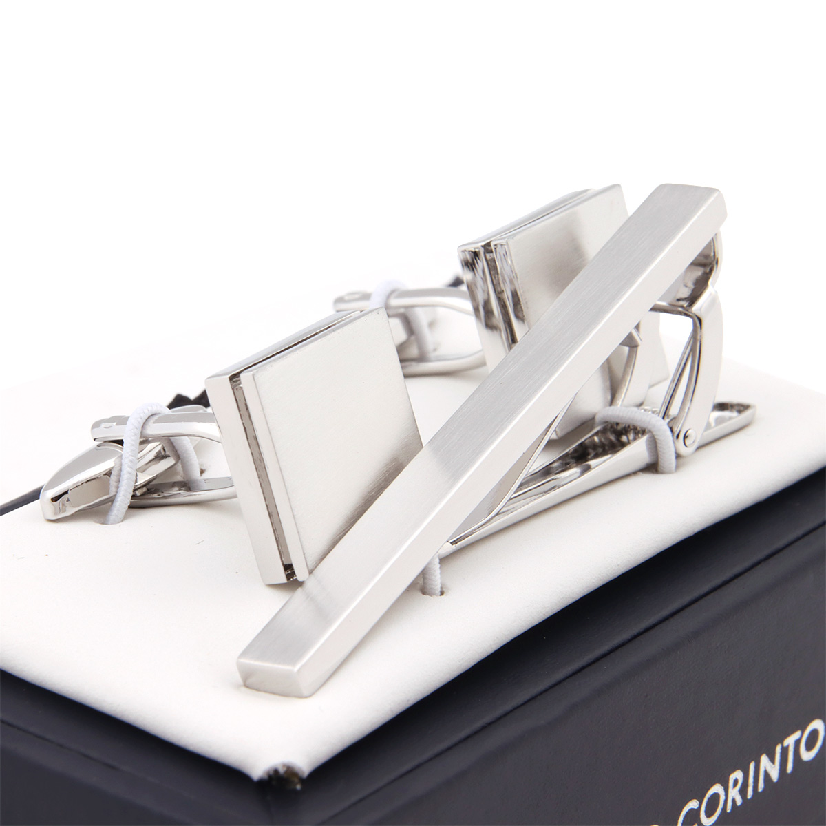 Set Mancuernillas y Pisacorbata Rodio Carlo Corinto para Hombre image number null