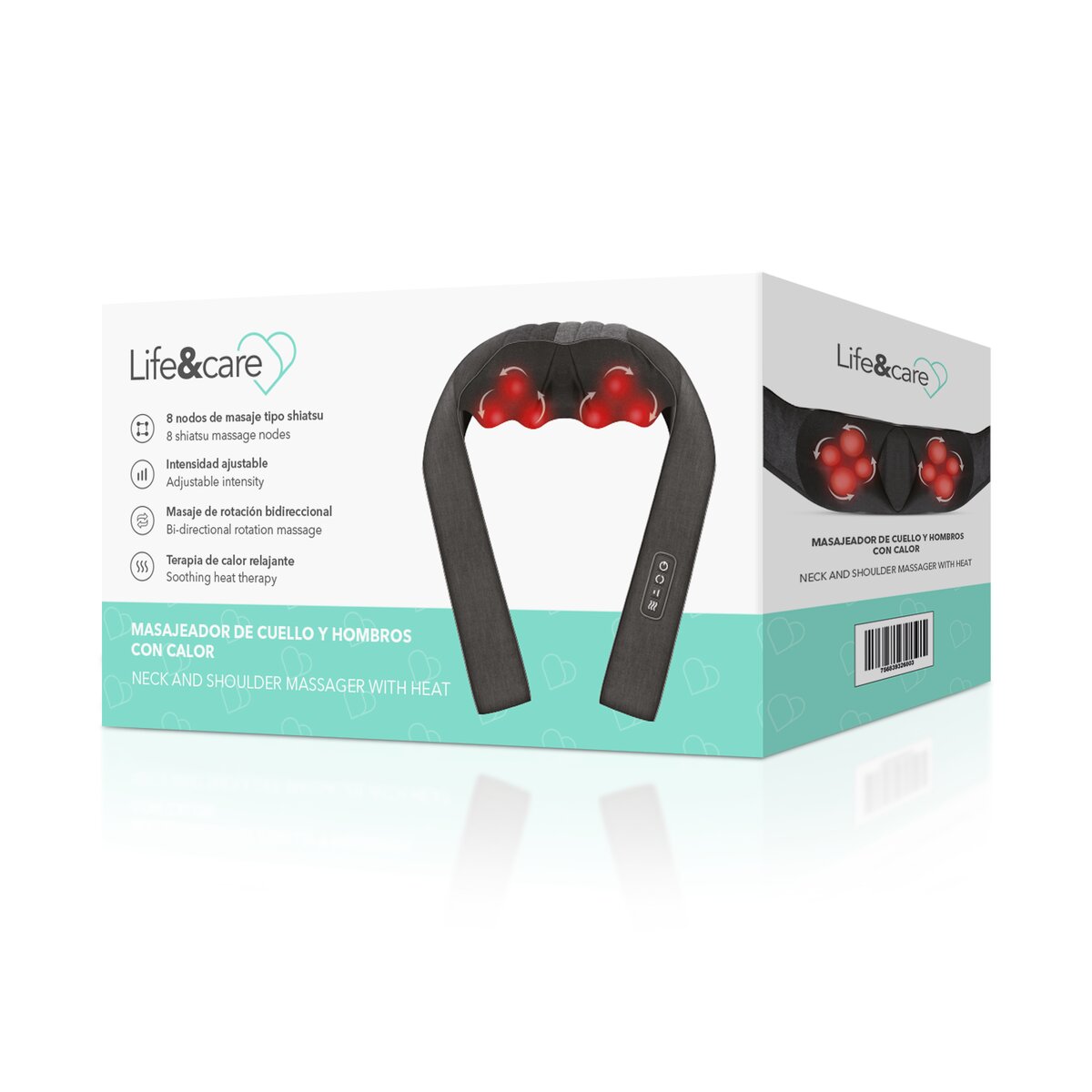 Masajeador De Cuello Life & Care Con 4 Nodos Con Calor image number null