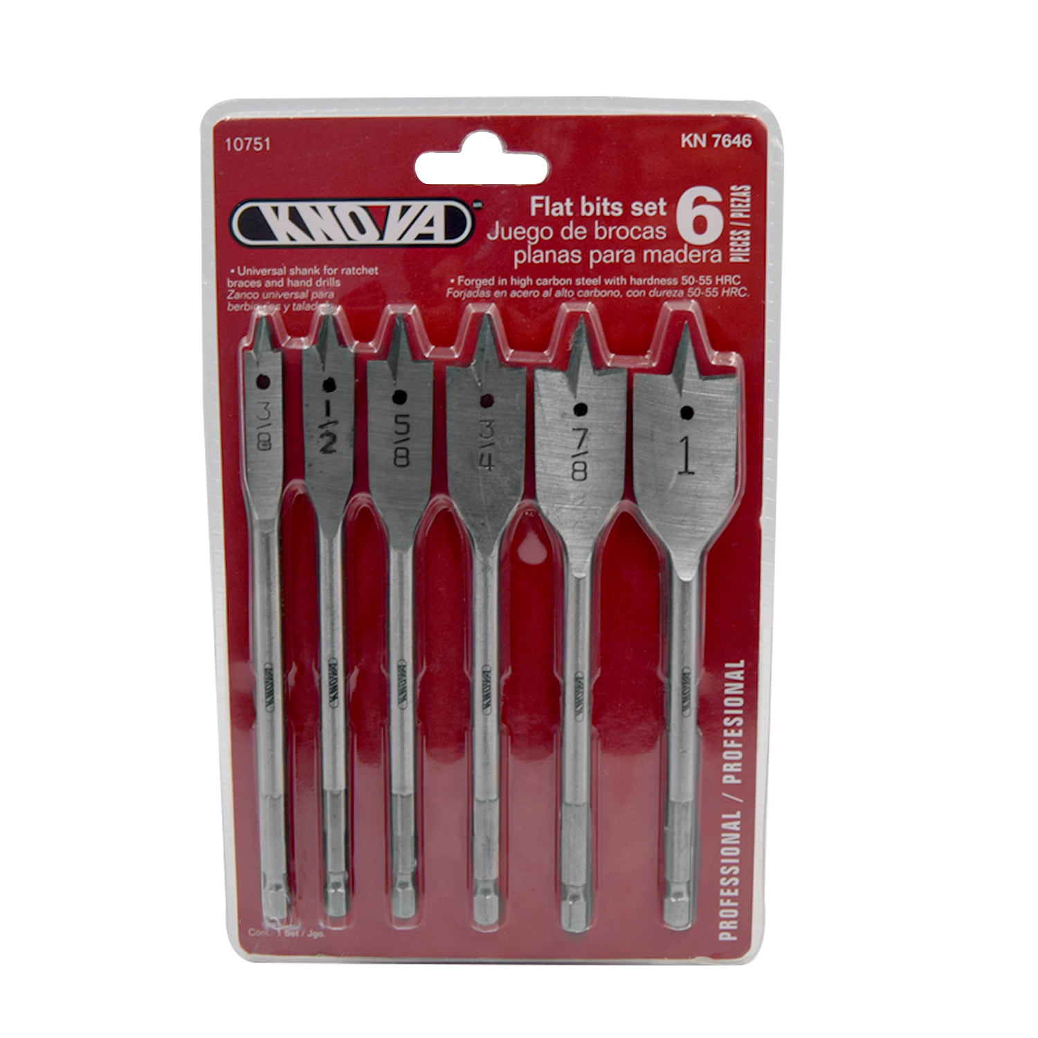 Juego con 6 Brocas Planas Para Madera Kn 7646 Knova image number null