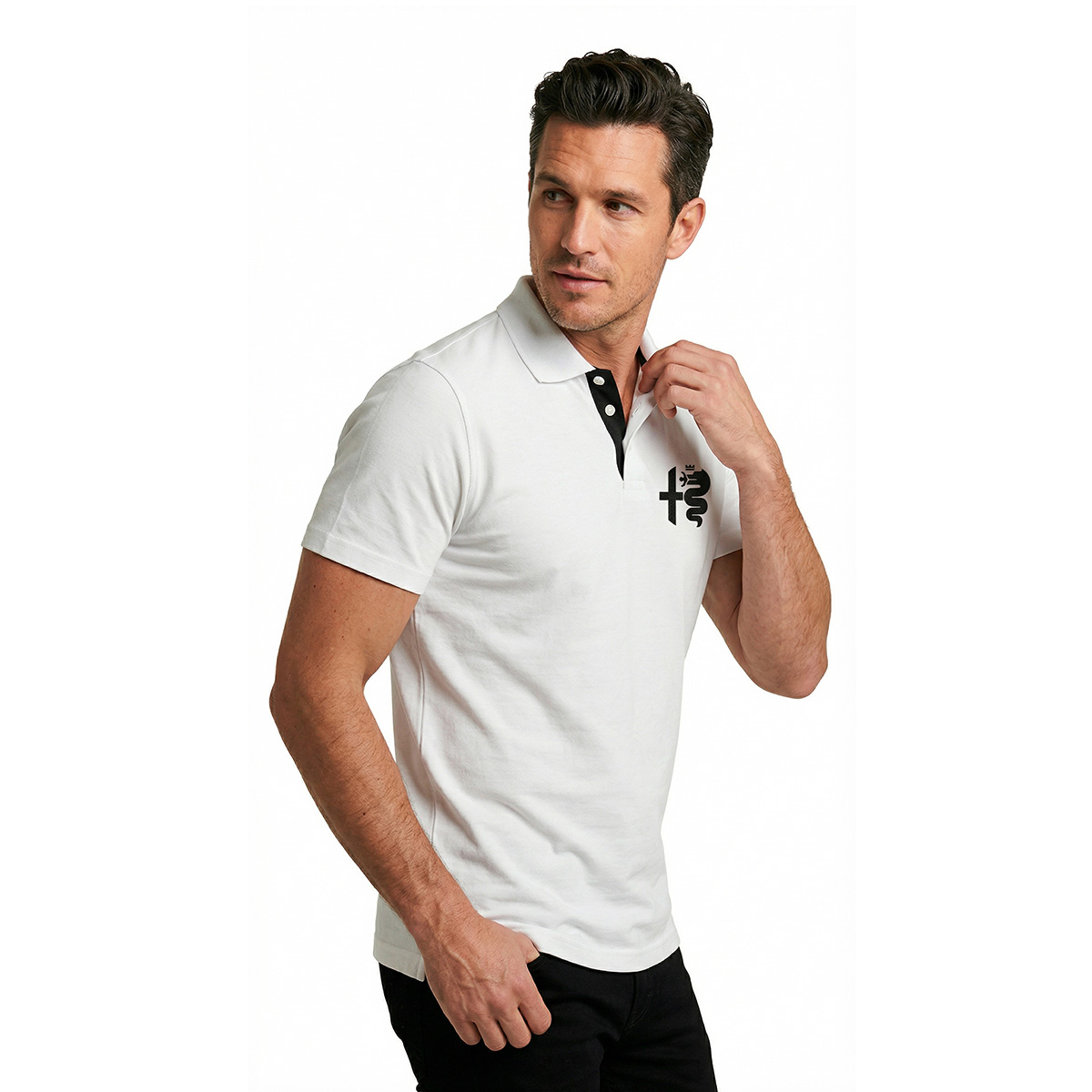 Playera Polo Blanca con Dise&ntilde;o Alfa Romeo Manga Corta para Hombre image number null