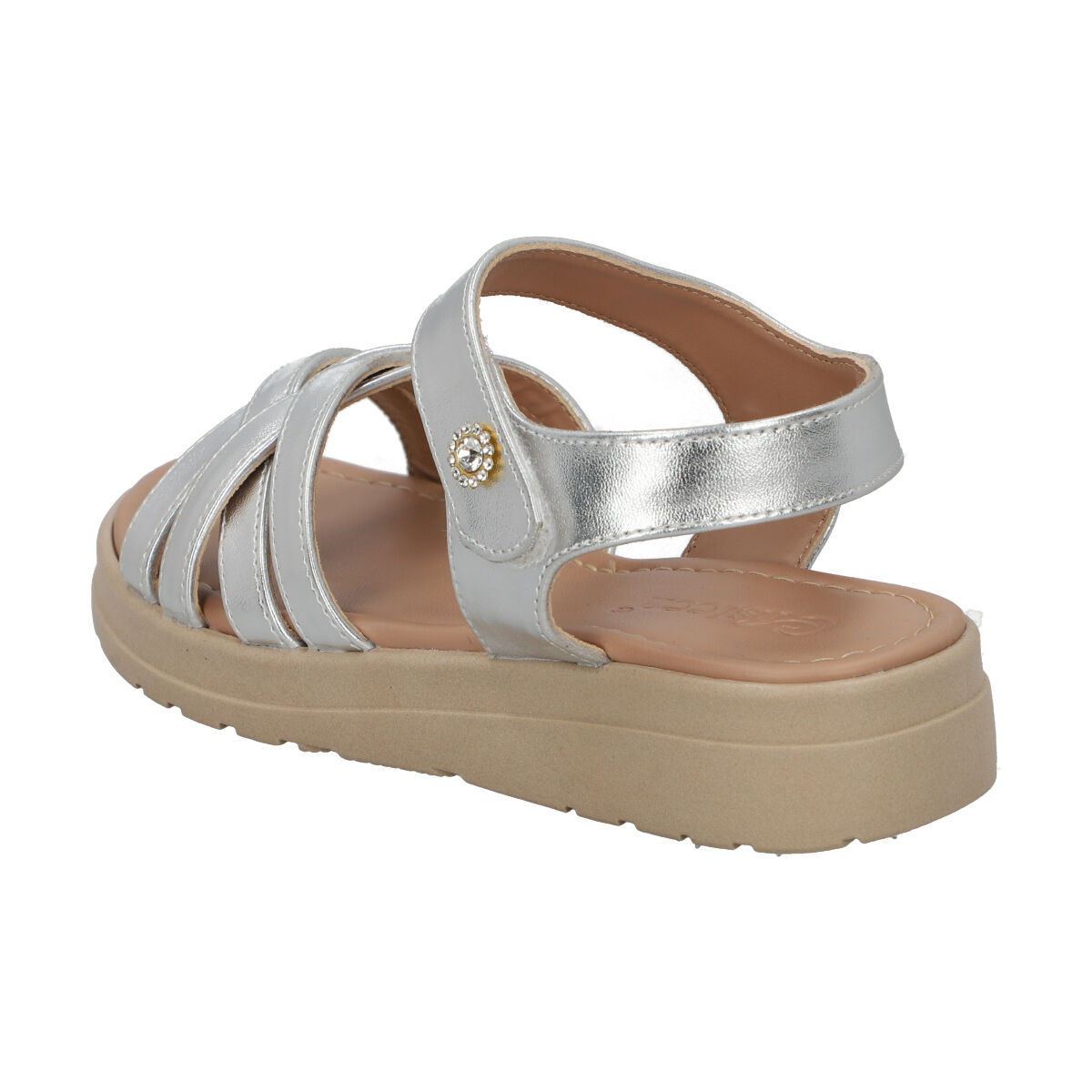 Sandalia Tiras Con Velcro 17-23 Plata Cristeen image number null