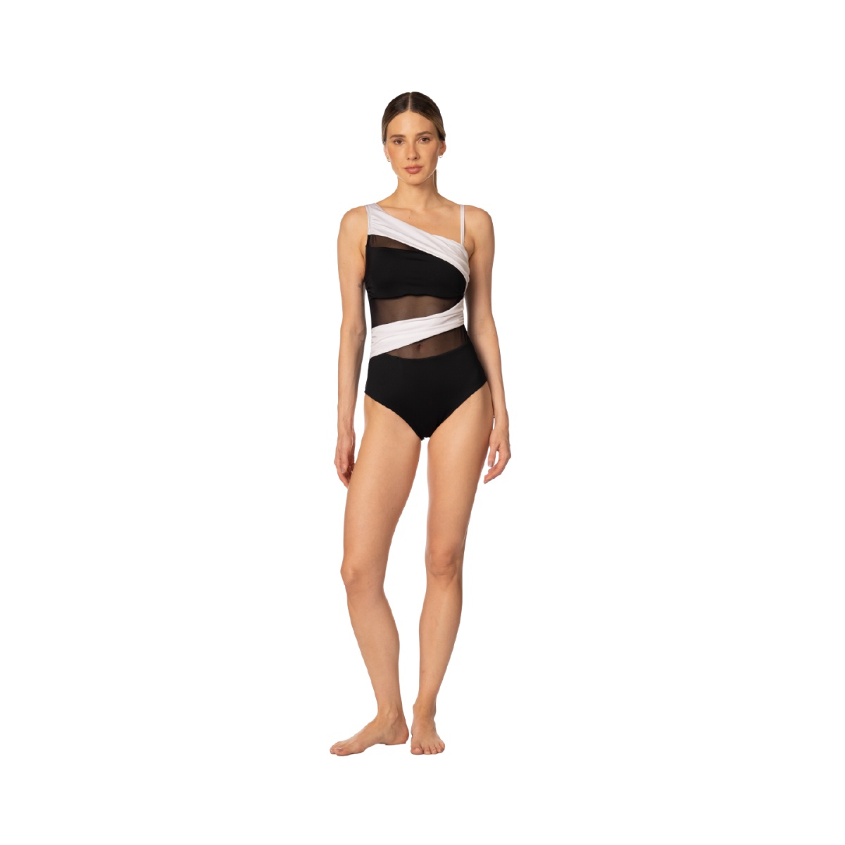Traje De Ba&ntilde;o 1 Pza 1 Hombro Transp Kibys Para Mujer image number null
