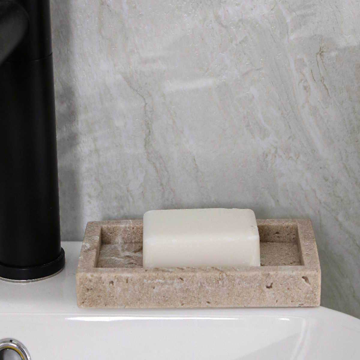 Jabonera Sidney Marmoleado Beige Poliresina Zense image number null