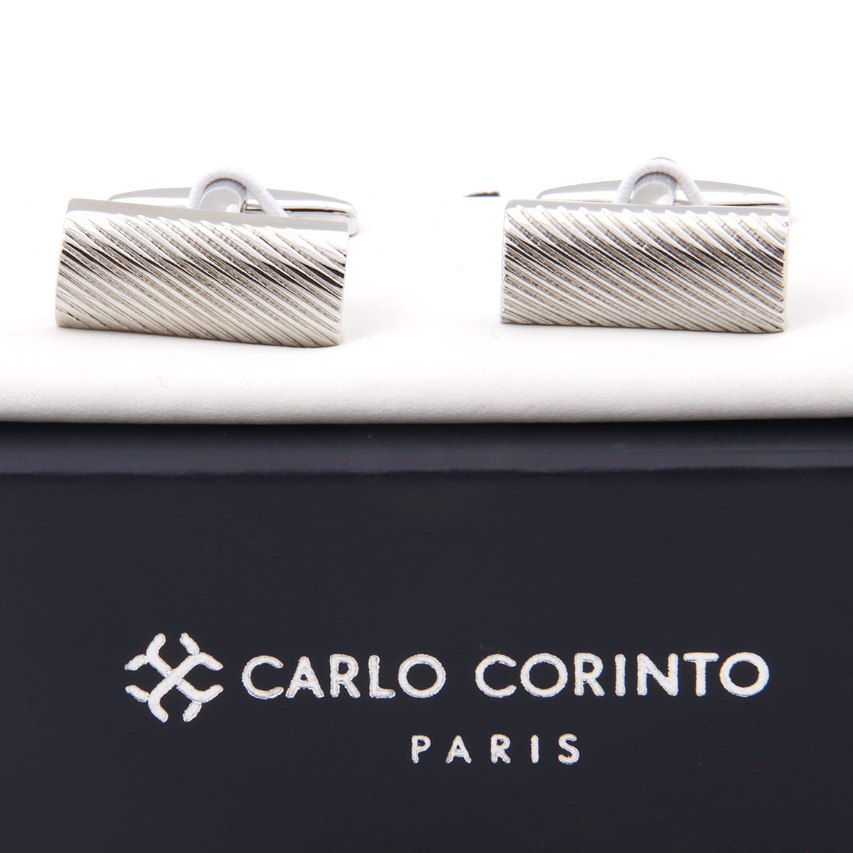 Mancuernillas Plata Dise&ntilde;o Tubular Carlo Corinto para Hombre image number null
