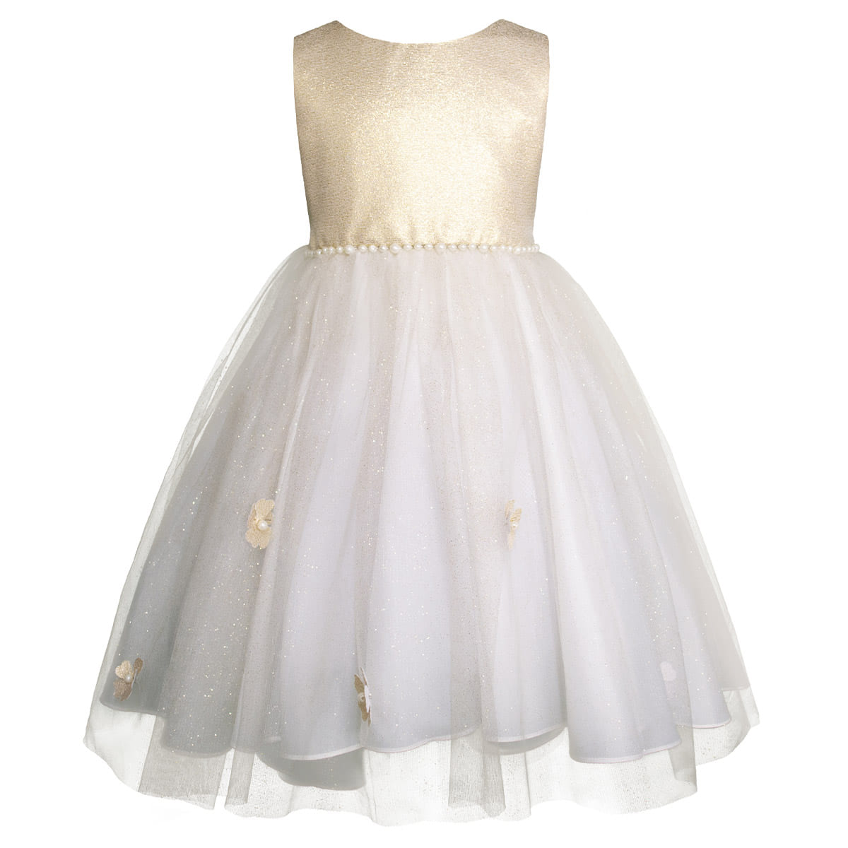 Vestido con Aplicaci&oacute;n de Perlas y Flores Bordadas Gerat para Ni&ntilde;a image number null
