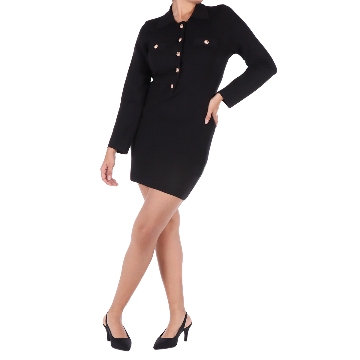 Vestido Cuello Polo Botones Ann Miller para Mujer Petite image number null