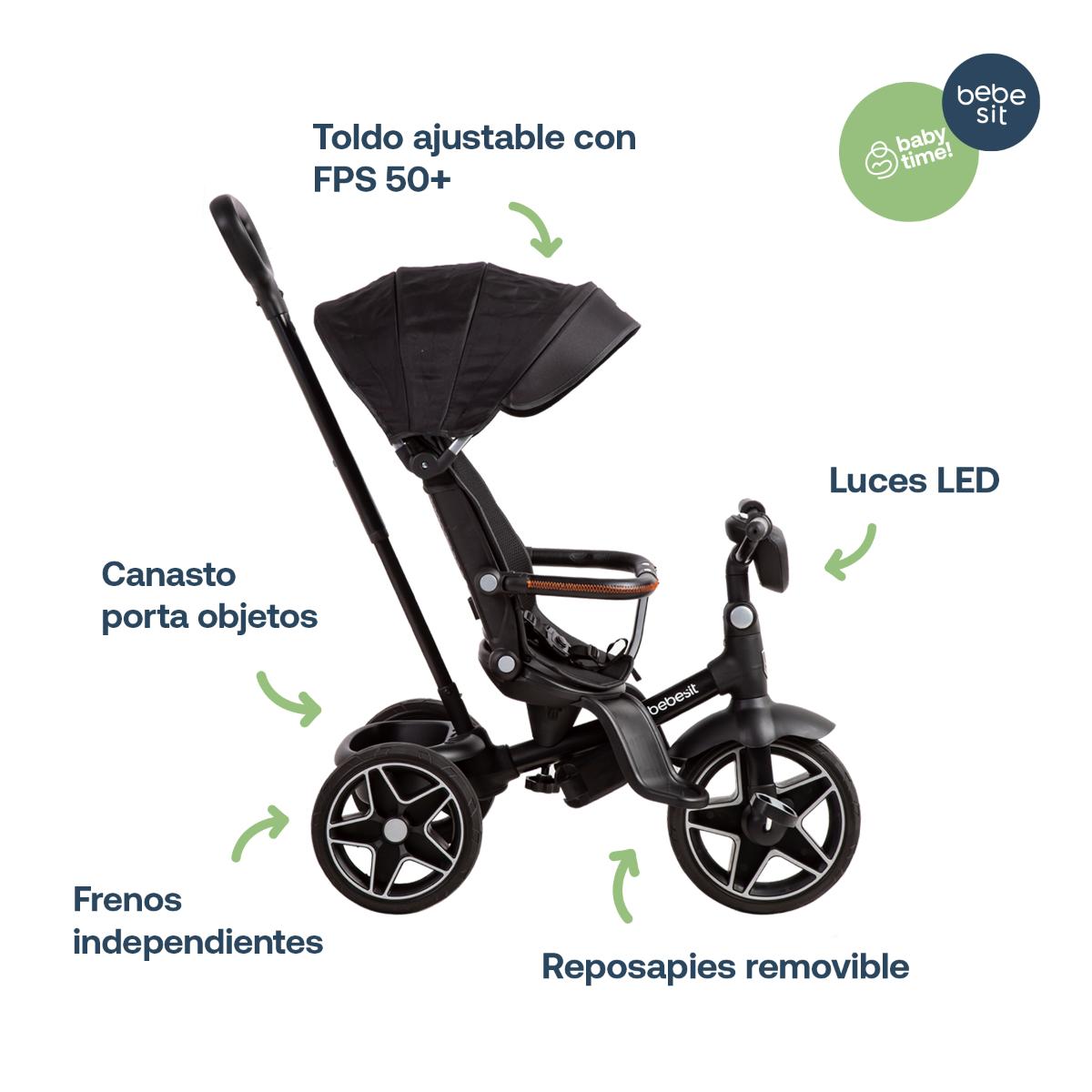 Triciclo Bebesit Tipo Carriola Explorer LX con Asiento Giratorio 360&deg; image number null