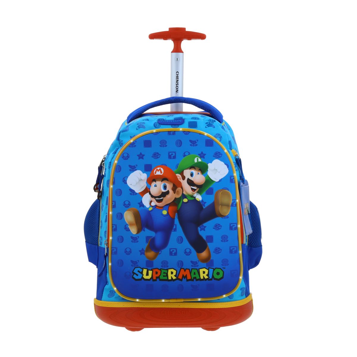 Mochila Con Ruedas Grande Mario Bros Azul image number null