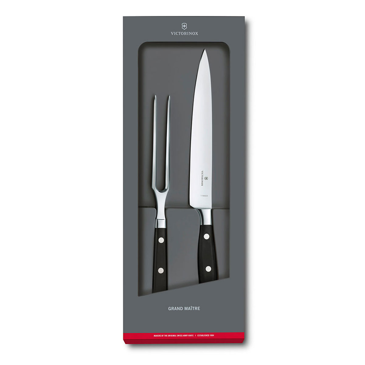 Juego De Cuchillo Para Trinchar Y Tenedor  Negro De Acero Inoxidable  Victorinox image number null