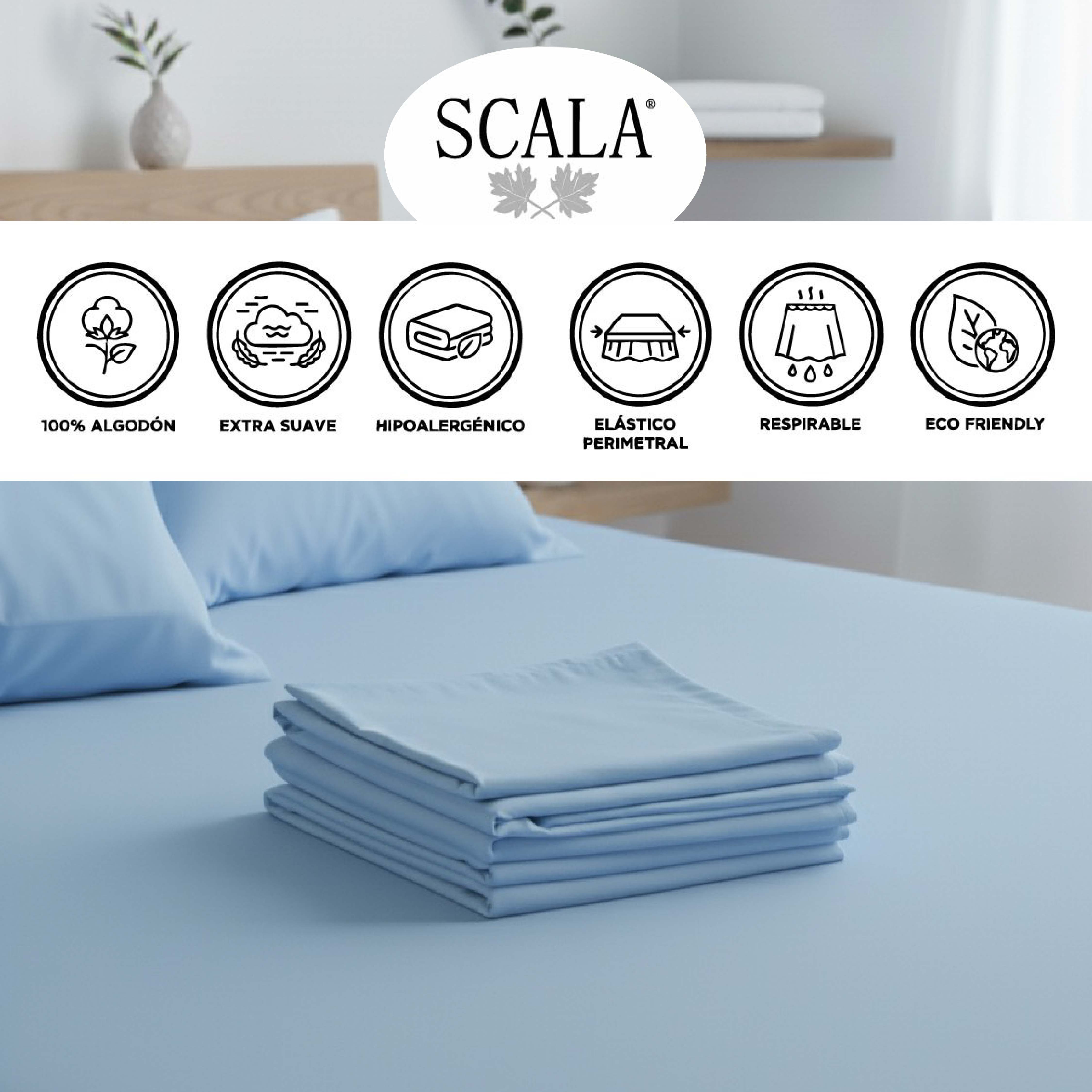 Sabanas King Azul Claro Scala image number null