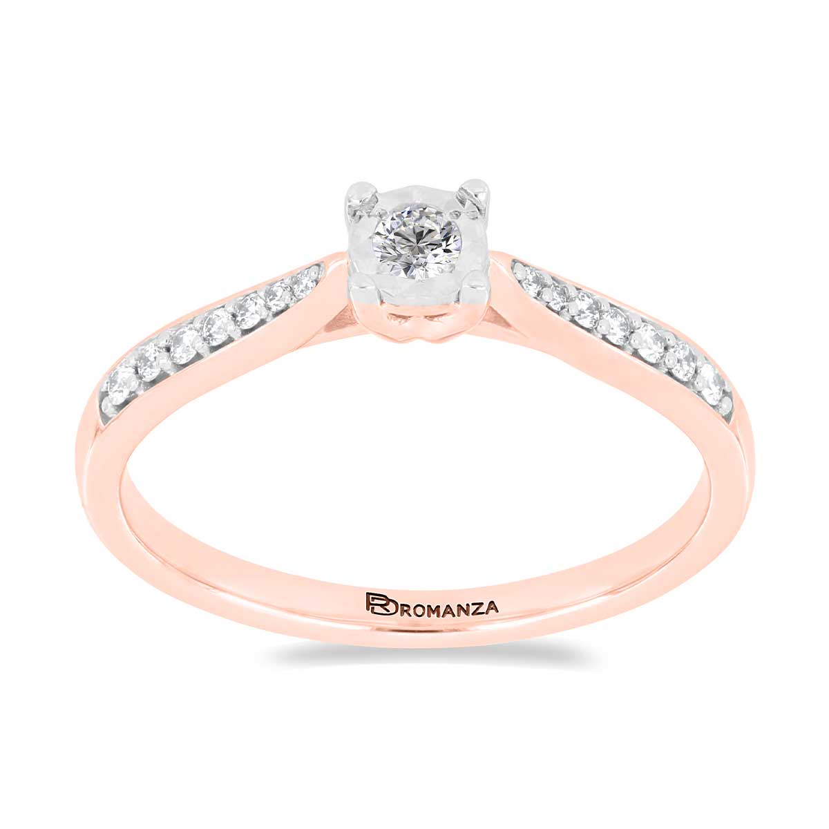 Solitario Oro Rosa 14K y 0.16 ct Diamante Romanza image number null