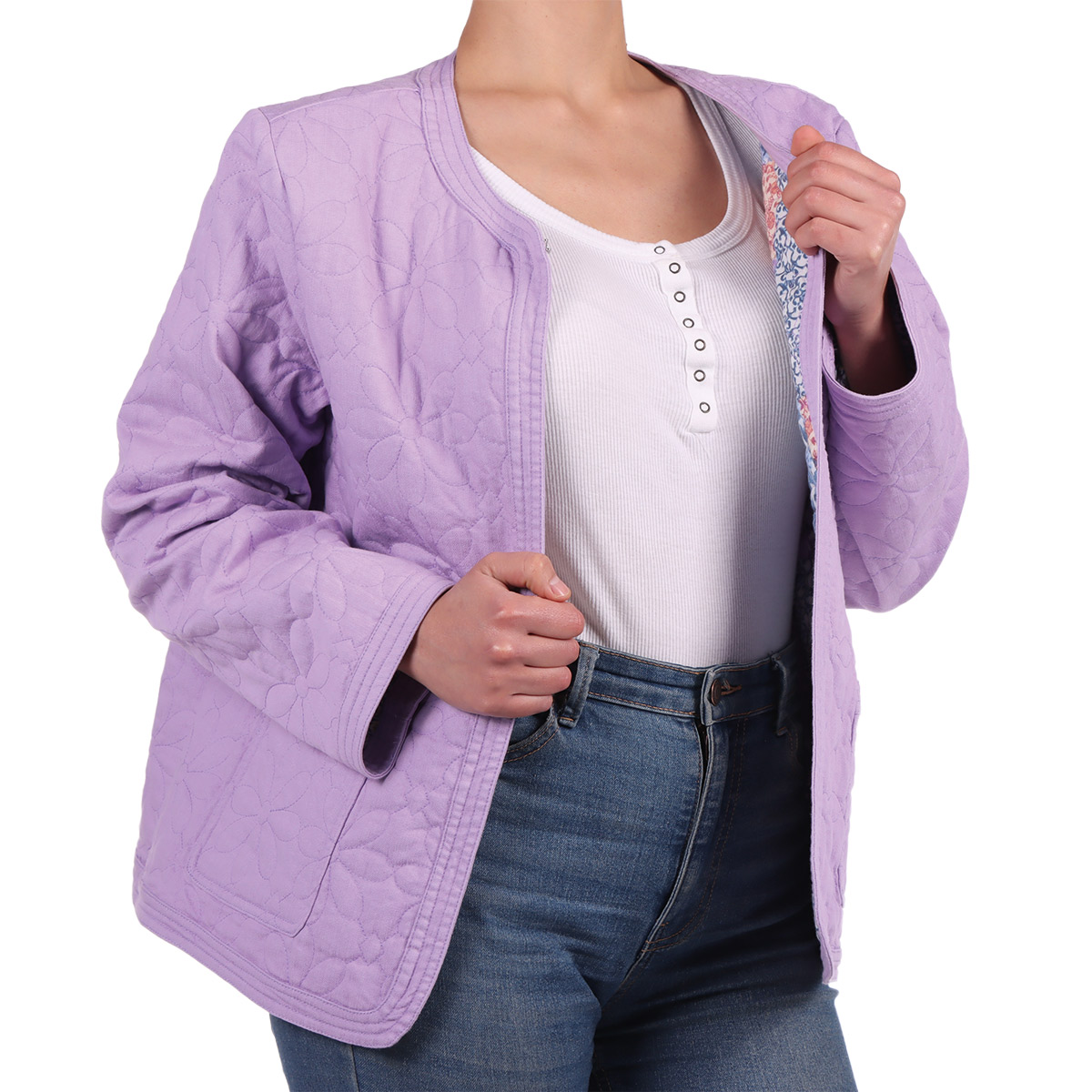 Chamarra Ligera Floral Capitonado Alfred Dunner para Mujer image number null