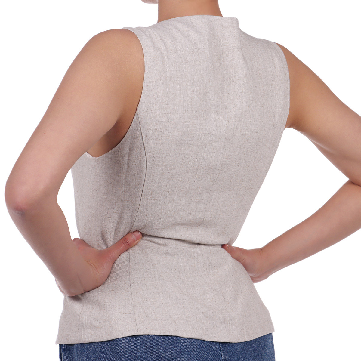 Chaleco de Lino con Botones Estilo Vers&aacute;til Dex para Mujer image number null