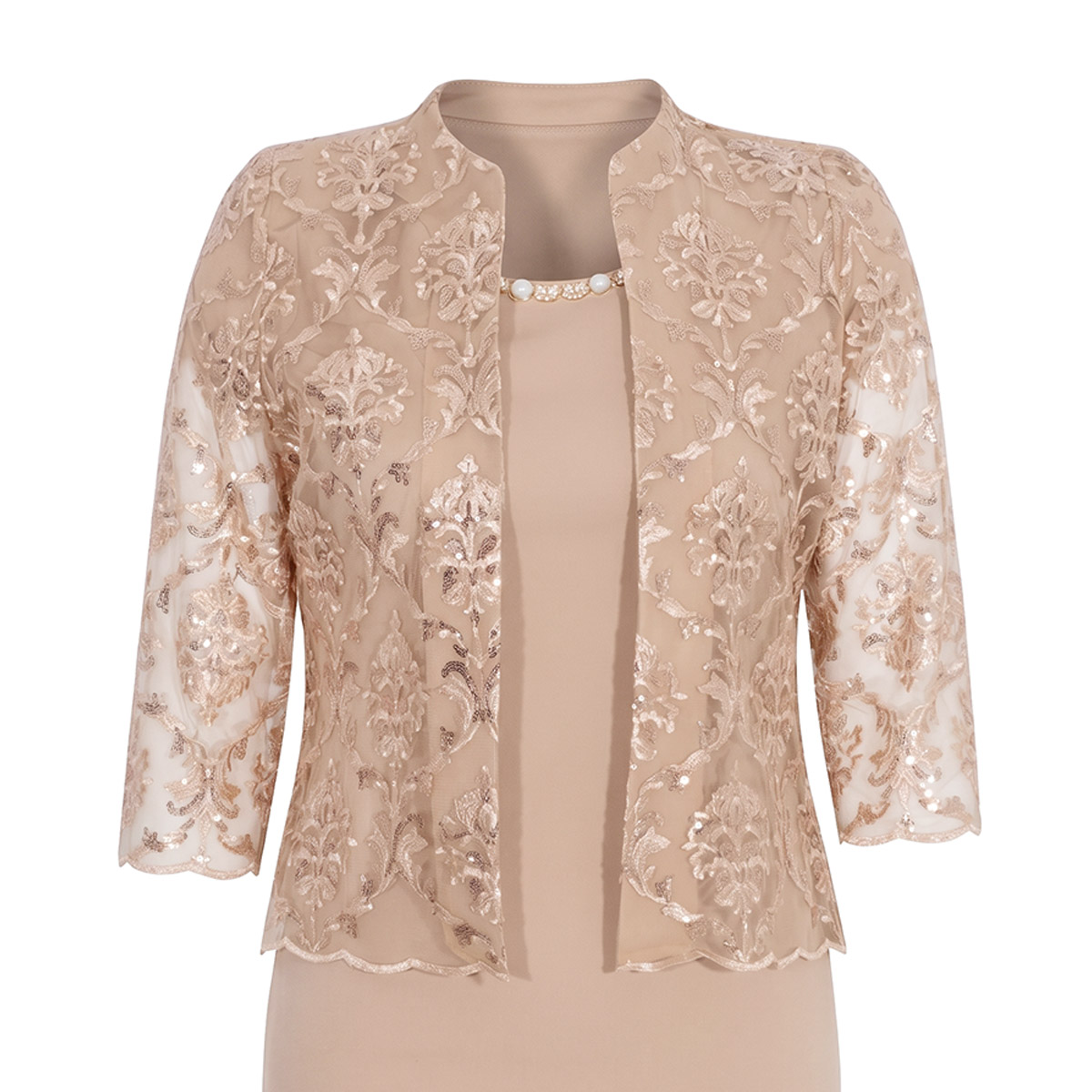 Conjunto Dos Piezas Saco De Encaje Y Vestido Para Mujer image number null