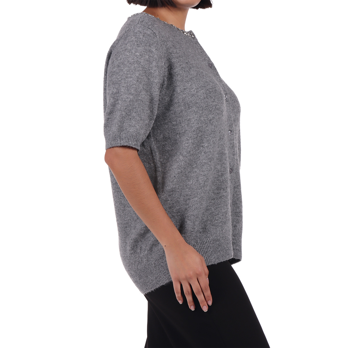 C&aacute;rdigan Manga Corta Cuello Pedrer&iacute;a Curvi Lifestyler Mujer image number null