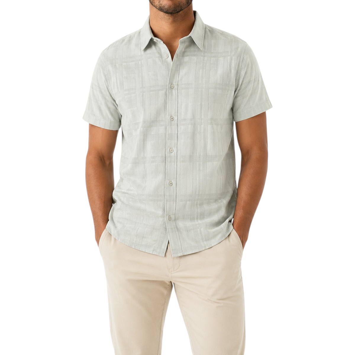 Camisa Regular Fit Guess Factory Manga Corta para Hombre image number null
