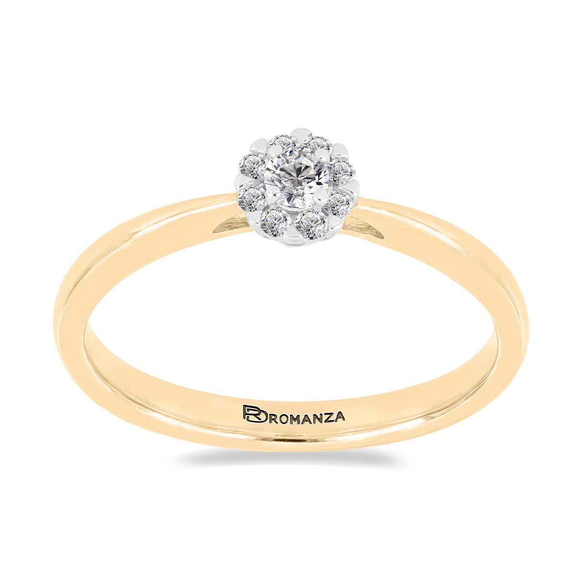 Solitario Roseta Oro Amarillo 14K y 0.15 ct Diamante Romanza image number null