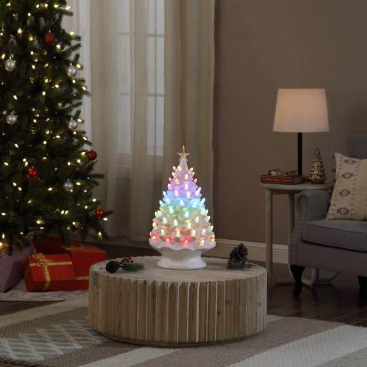 &Aacute;rbol Navide&ntilde;o Nost&aacute;lgico Blanco Rgb 24" image number null