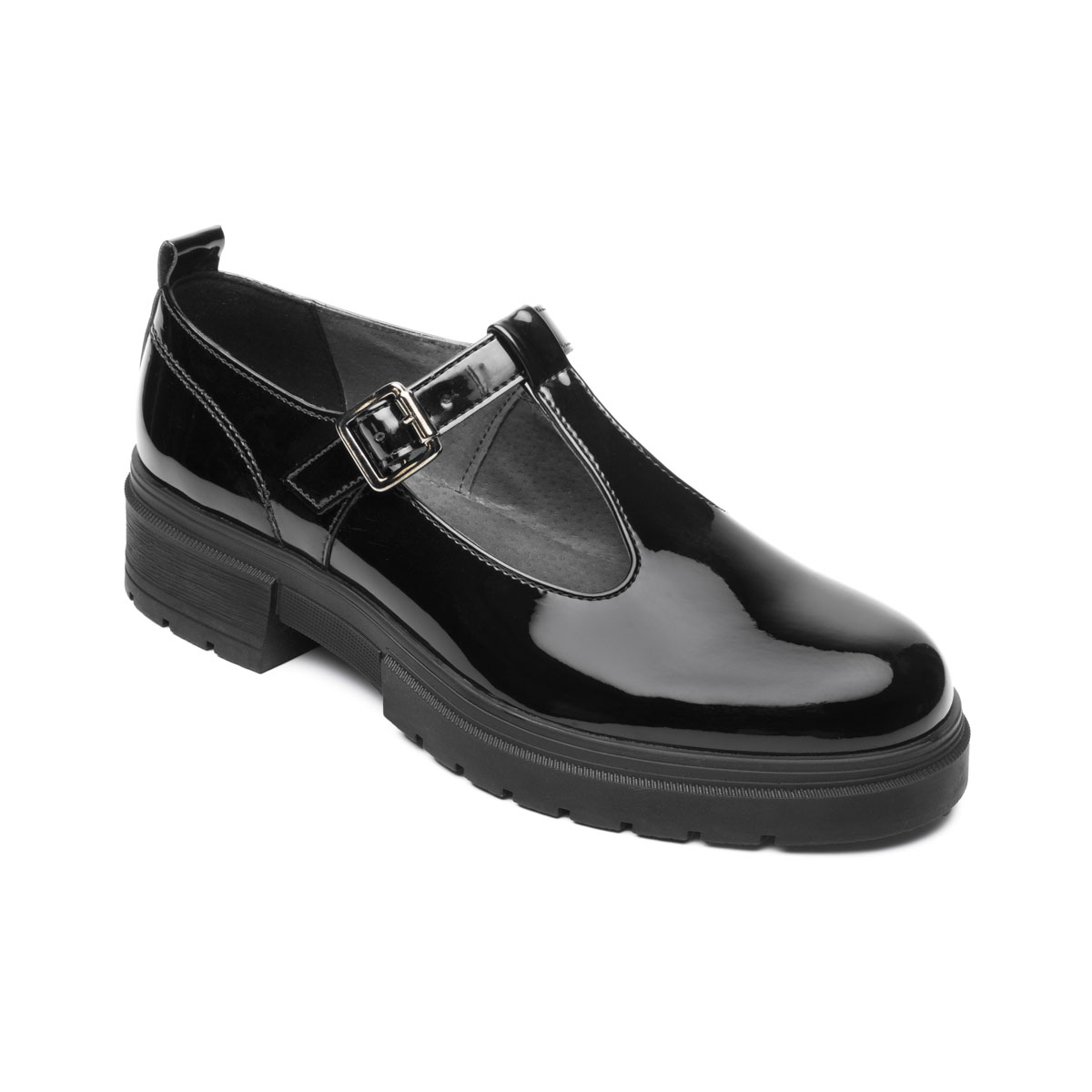 Zapato Escolar en Charol Antica Flexi Suela Gruesa Ajuste Hebilla para Ni&ntilde;a image number null