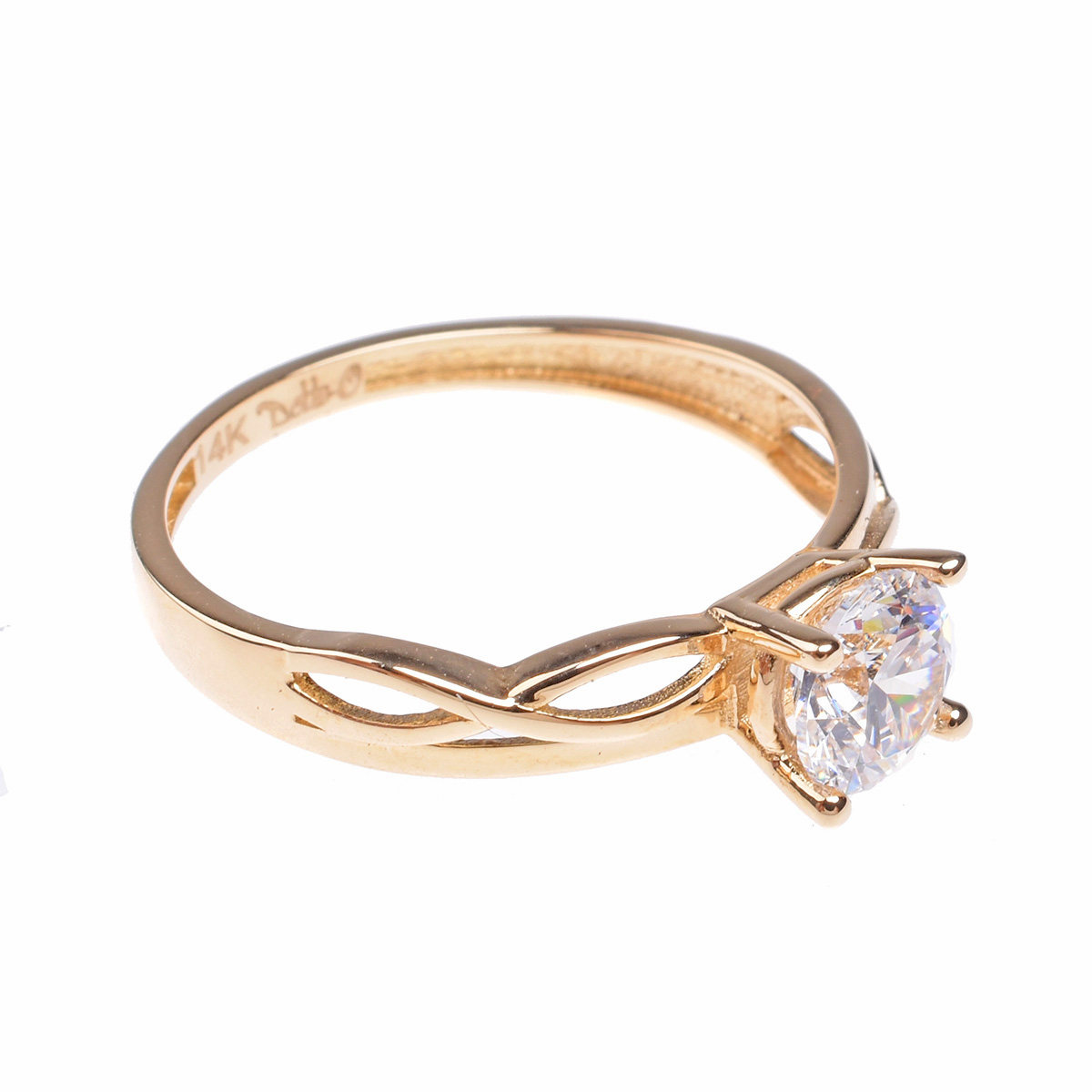 Solitario Oro 14K Infinito con Circonia Doble O image number null