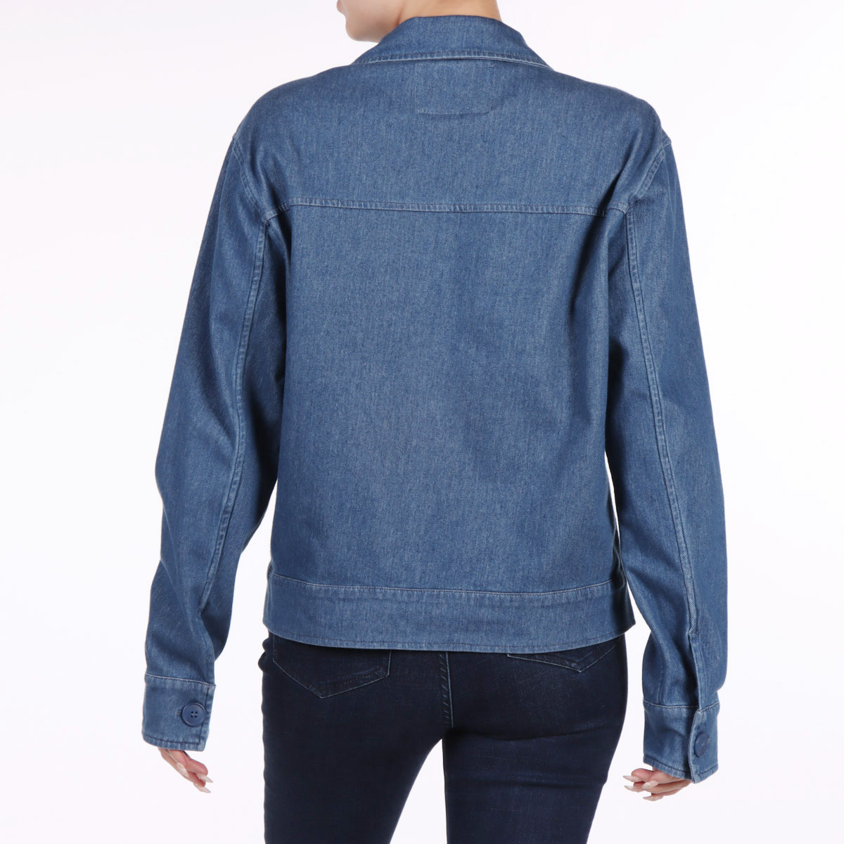 Saco Mezclilla Botones Solapa Casual Lifestyler Mujer image number null