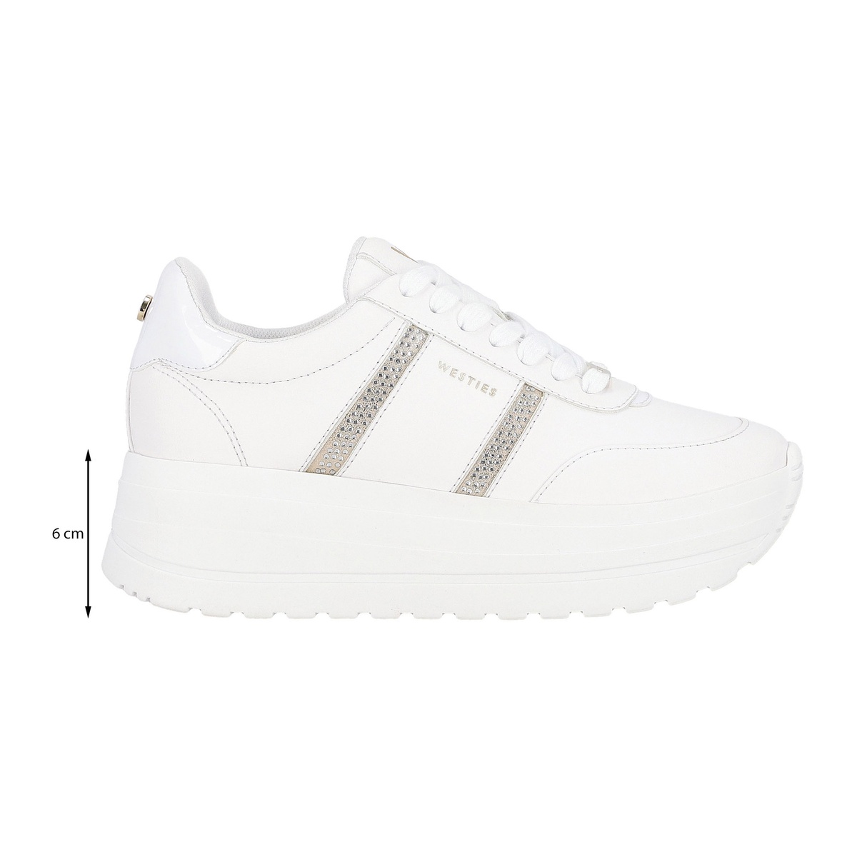 Tenis Plataforma Westies Blanco con Aplicaci&oacute;n Pedrer&iacute;a para Mujer image number null