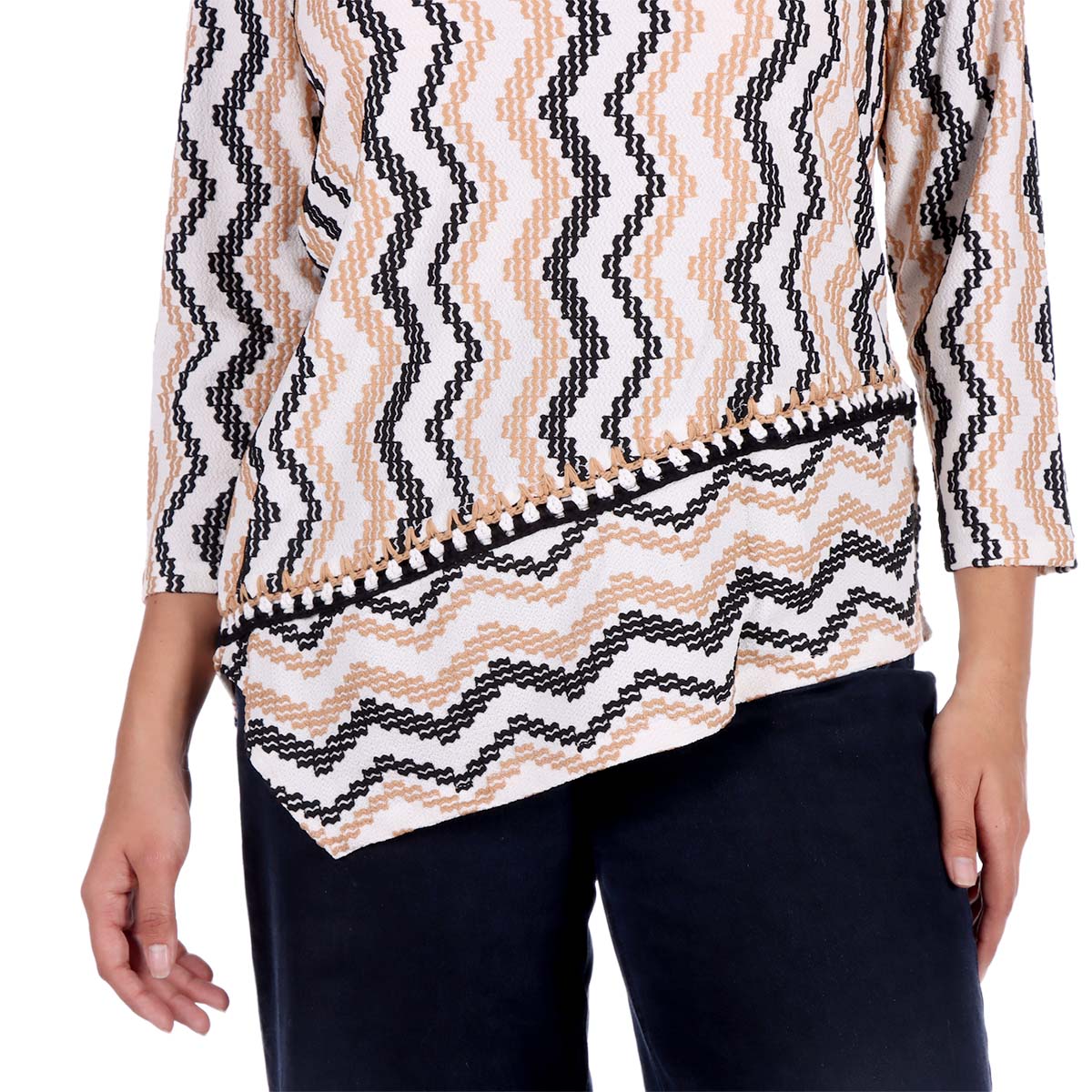 Su&eacute;ter Capa Asim&eacute;trica Zig-Zag Ruby RD para Mujer image number null