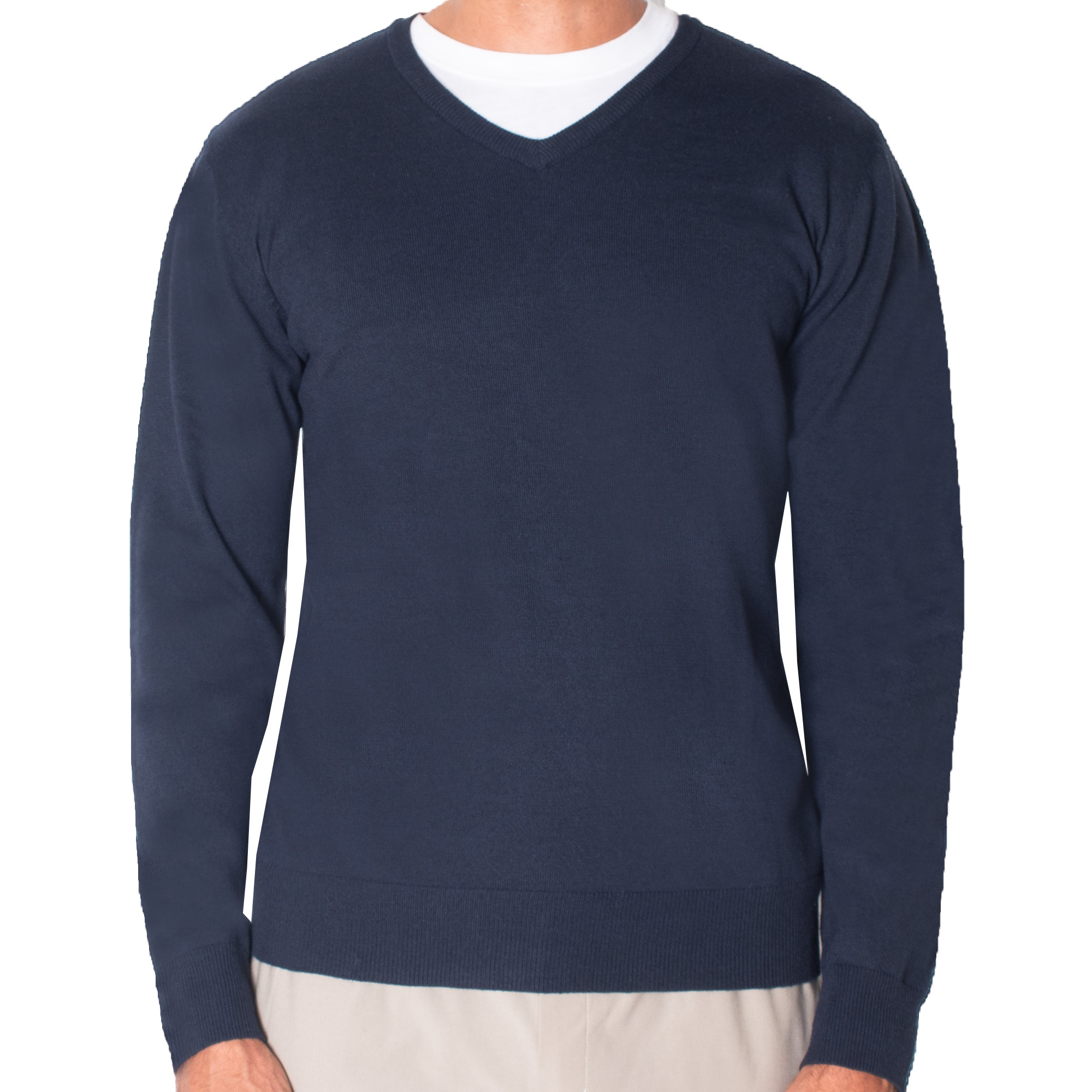 Su&eacute;ter Ligero Cuello V Azul Marino para Hombre image number null