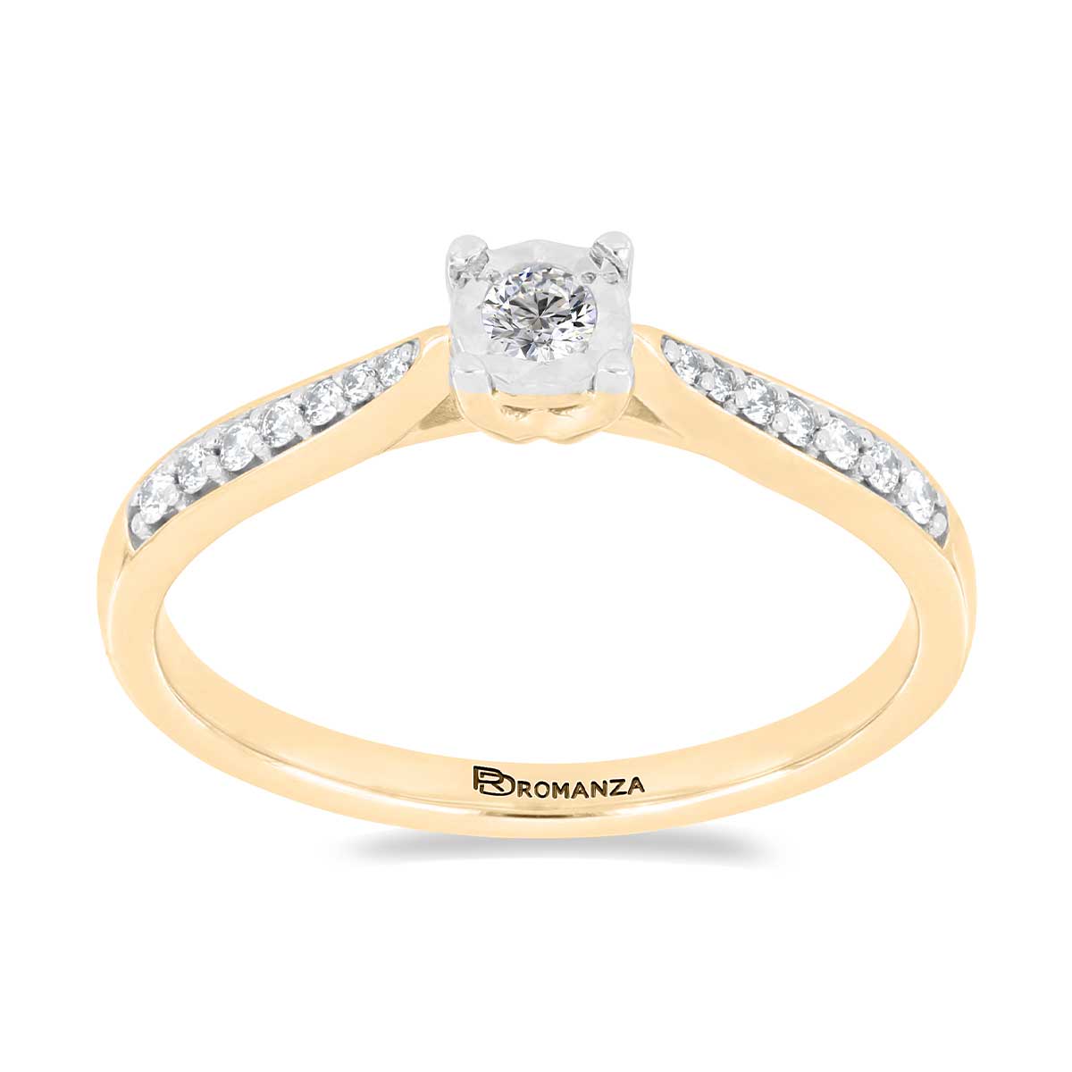 Solitario Oro Amarillo 14K y 0.16 ct Diamante Romanza image number null