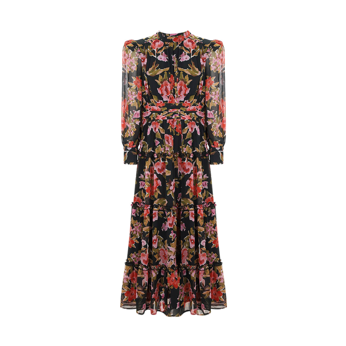 Maxi Vestido Estampado De Manga Larga Life Styler Para Mujer Formal image number null