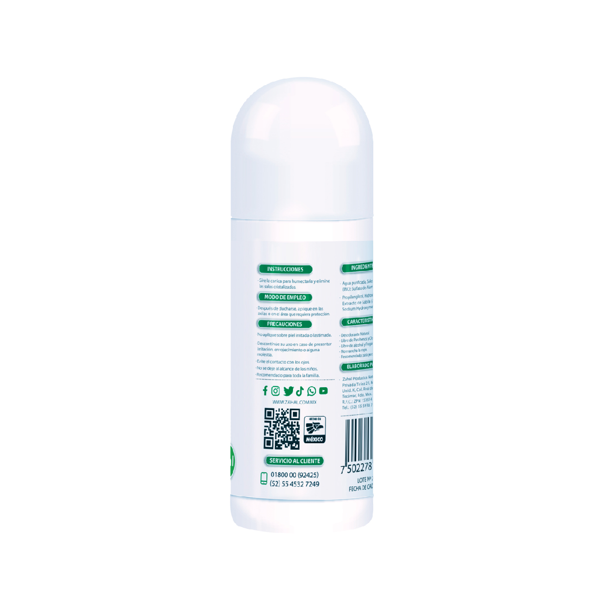 Zahal Desodorante Roll On Unisex 90 Ml image number null