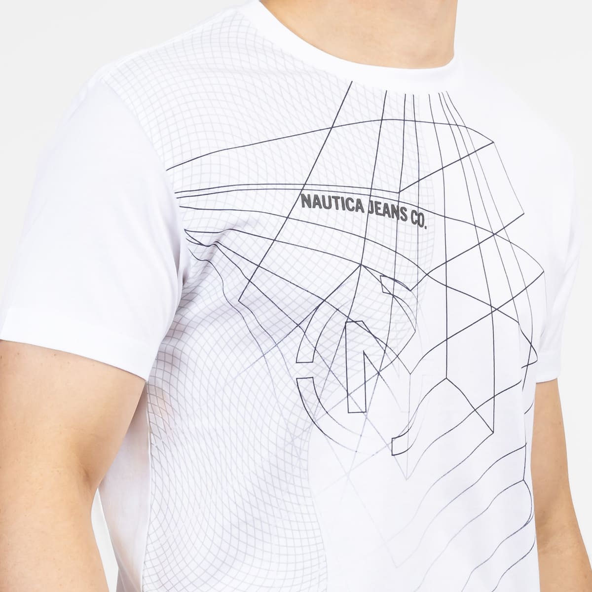 Playera Regular Fit con Dise&ntilde;o Nautica Blanco Manga Corta Cuello Redondo para Hombre image number null