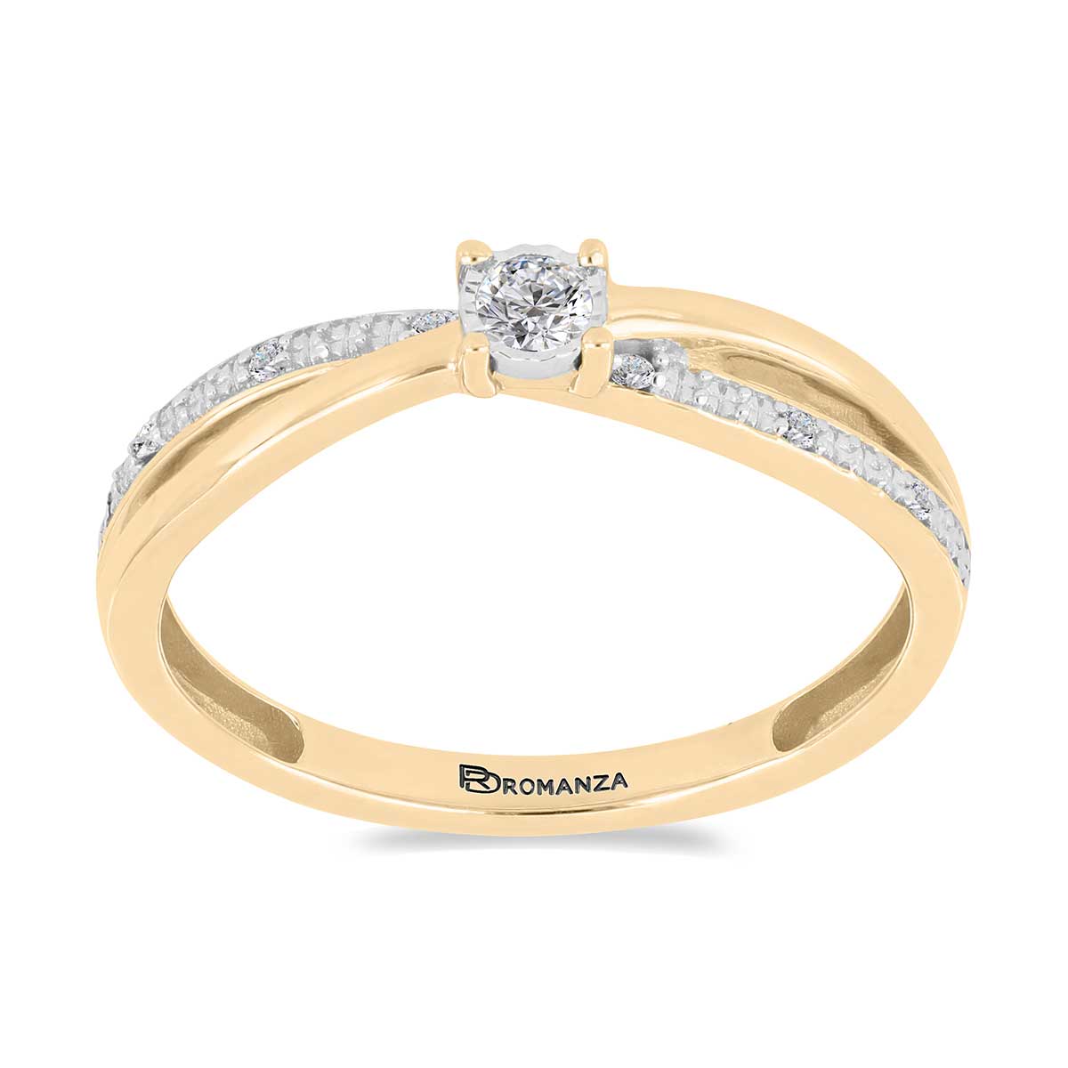 Solitario Oro Amarillo 14K y 0.10 ct Diamante Romanza image number null