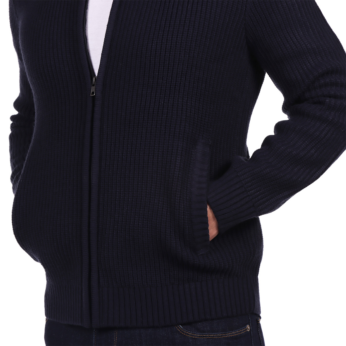 Su&eacute;ter Tejido Acanalado Cierre Completo OVS para Hombre image number null
