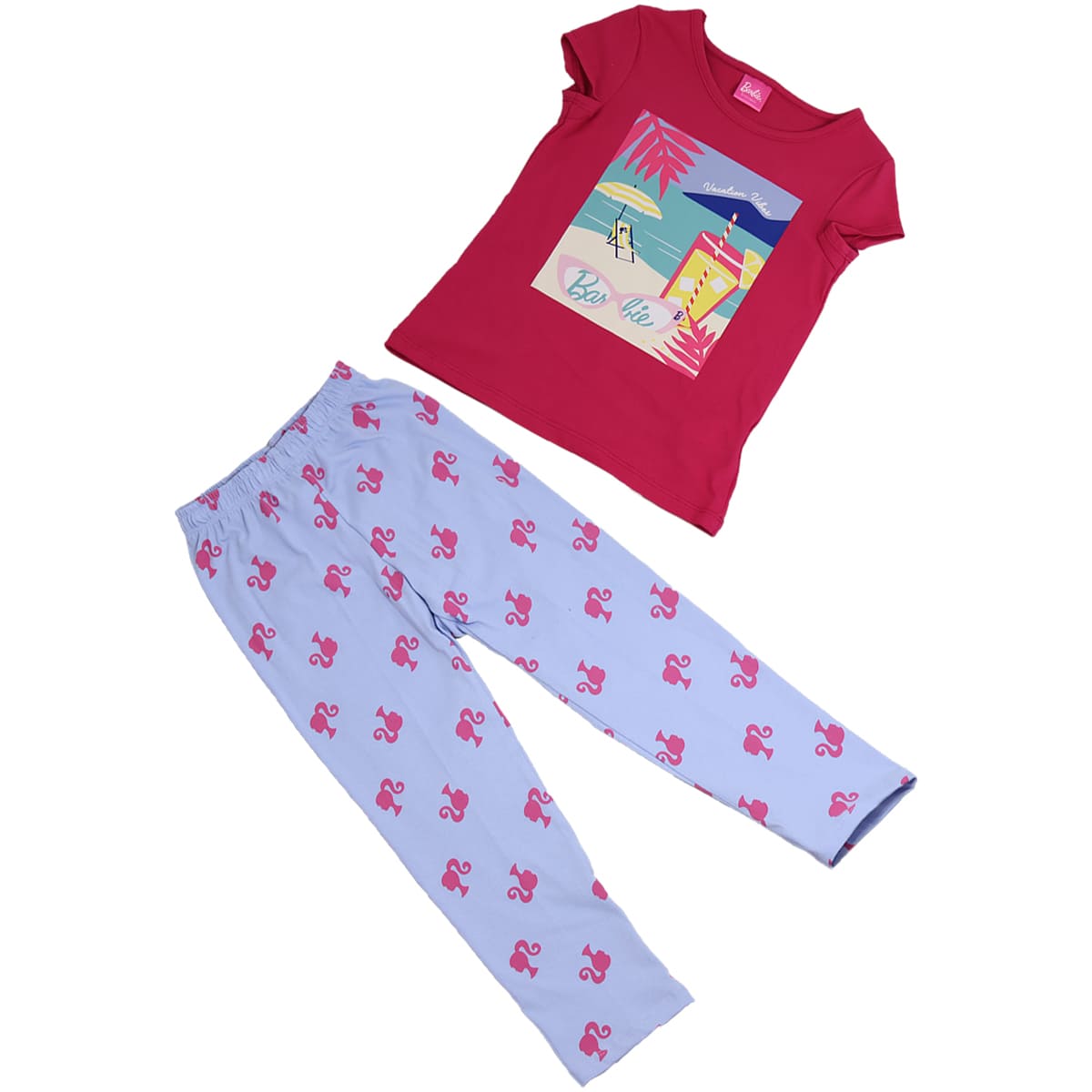 Pijama de Playera Manga Corta con Pantal&oacute;n Dise&ntilde;o Barbie para Ni&ntilde;a image number null