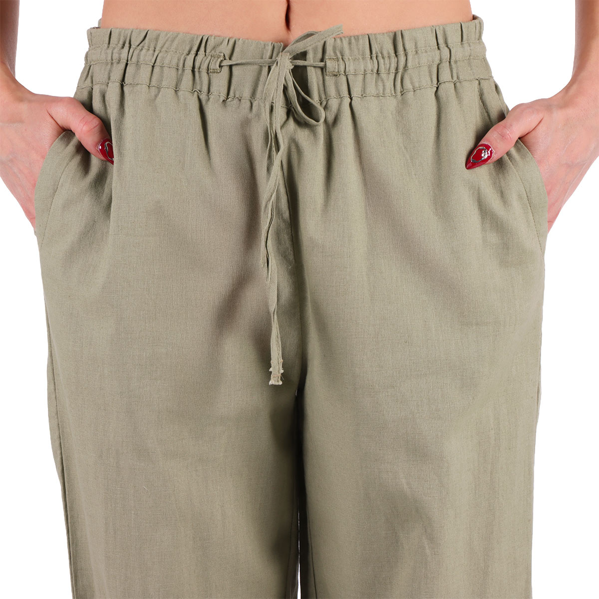 Pantal&oacute;n de Lino Pierna Ancha Tiro Medio Lifestyler Mujer image number null