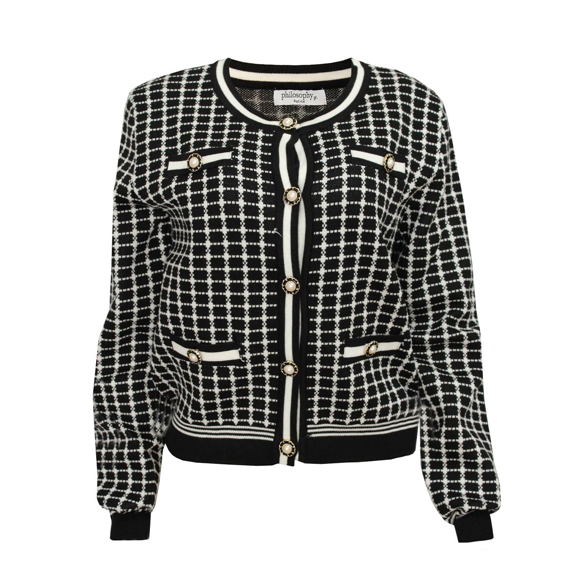 C&aacute;rdigan Estampado A Cuadros Philosophy Jr Petite Para Mujer Petite image number null