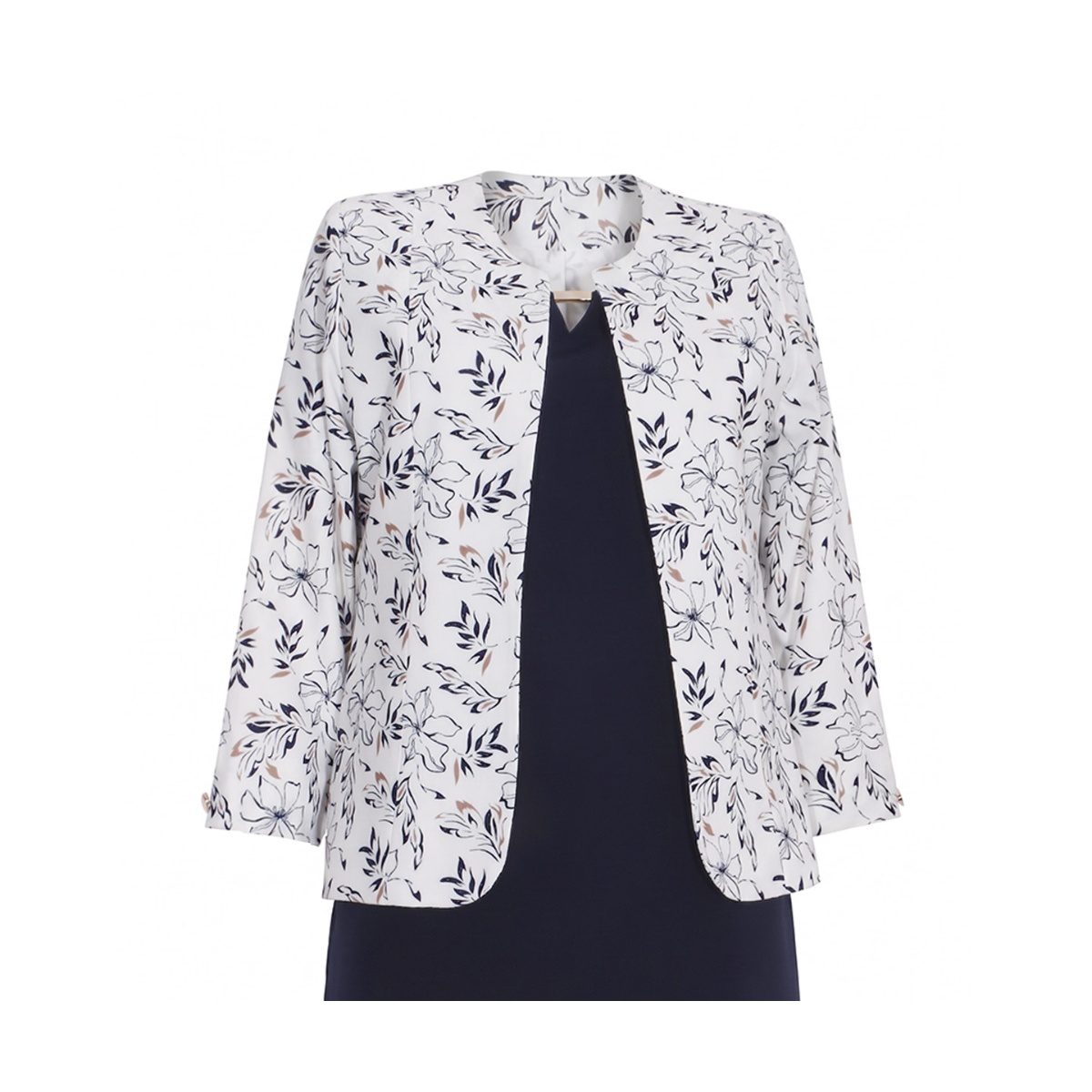 Conjunto Dos Piezas Saco Estampado Y Vestido Liso Joces Para Mujer image number null