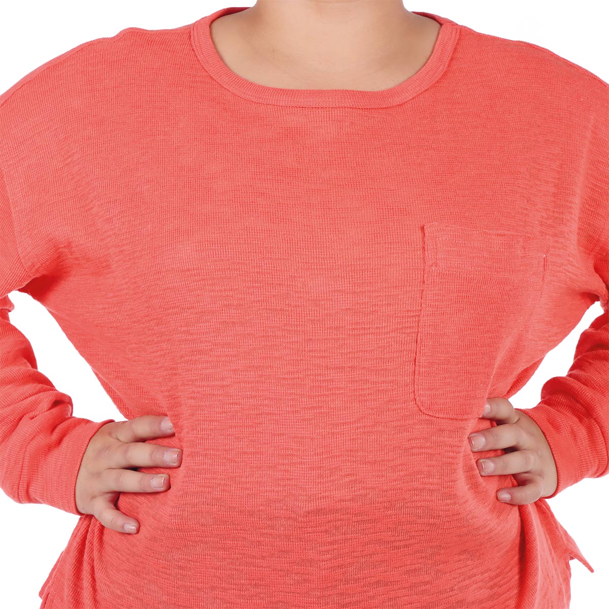 Sudadera Cuello Redondo con Bolsillo Dex para Plus Mujer Curvy image number null