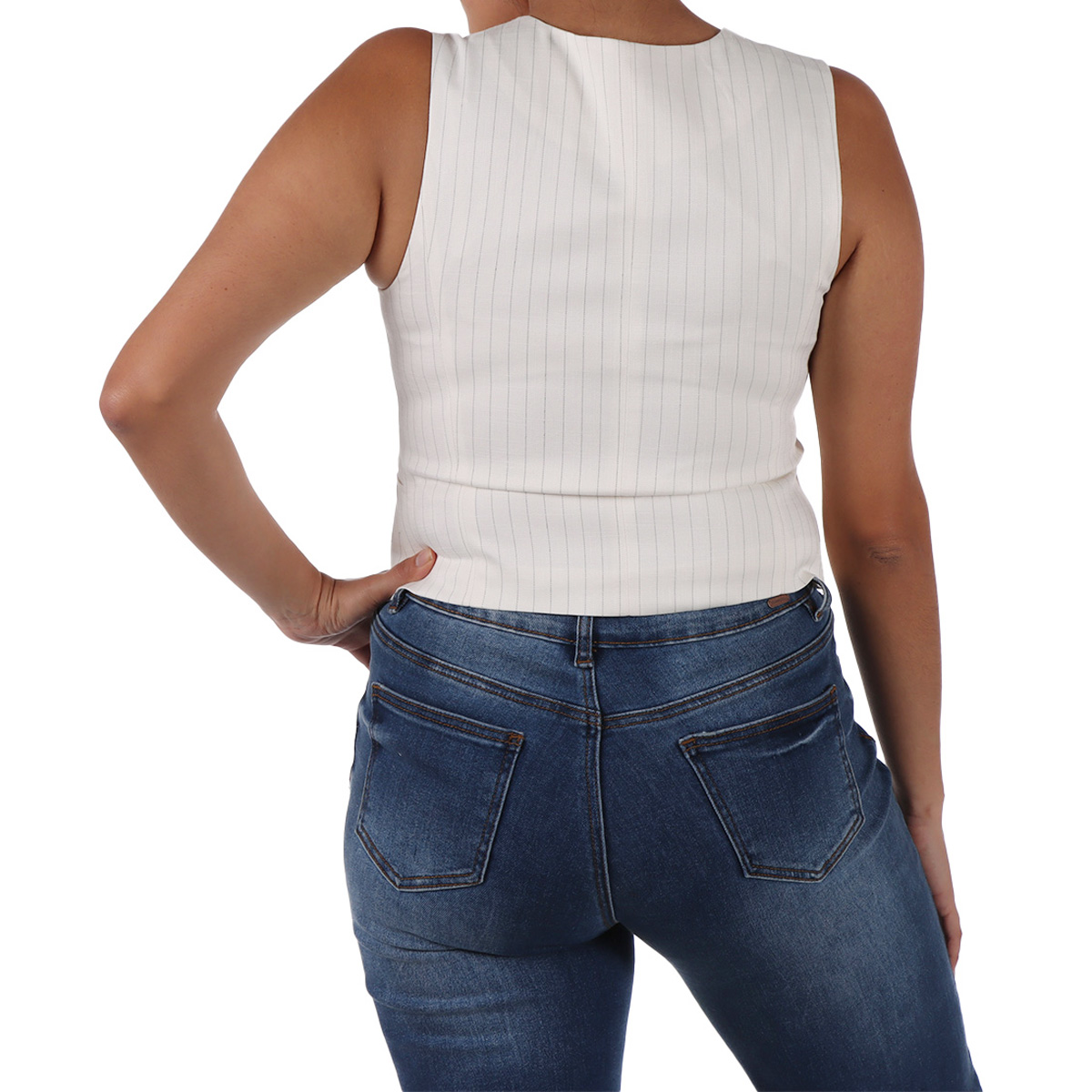 Chaleco Sastre Rayas Verticales Cuello V Lifestyler Mujer image number null