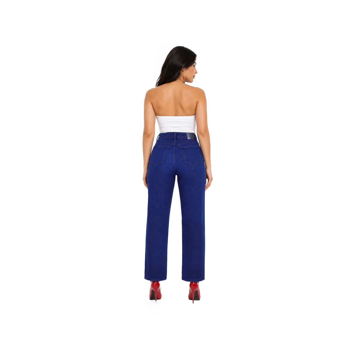 Jeans Corte Recto Con Cristales En Costados Beronna Para Mujer image number null