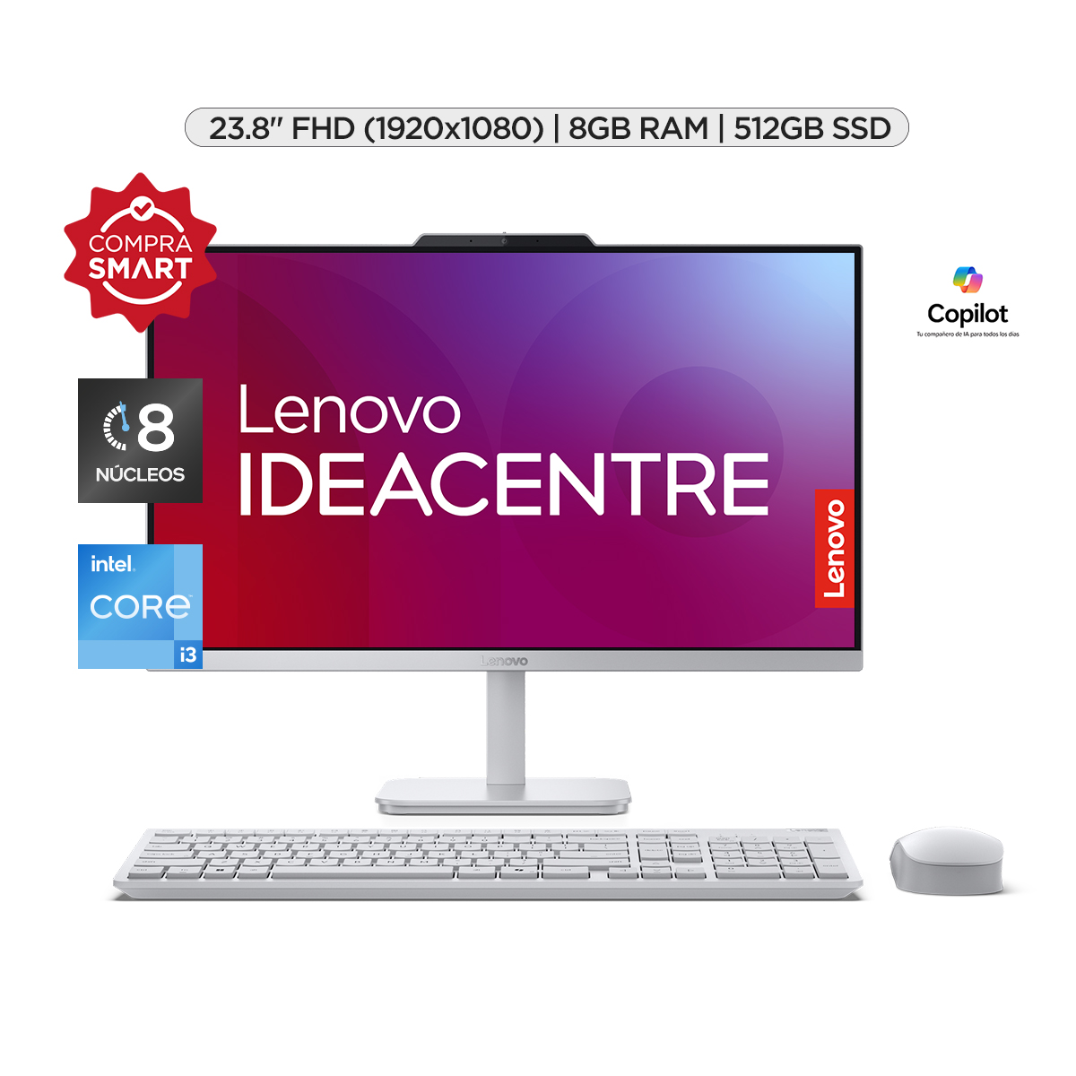 &nbsp;All in one Lenovo Ideacentre A100, 23.8" FHD Intel Core i3, 8GB RAM 512GB SSD&nbsp; image number null