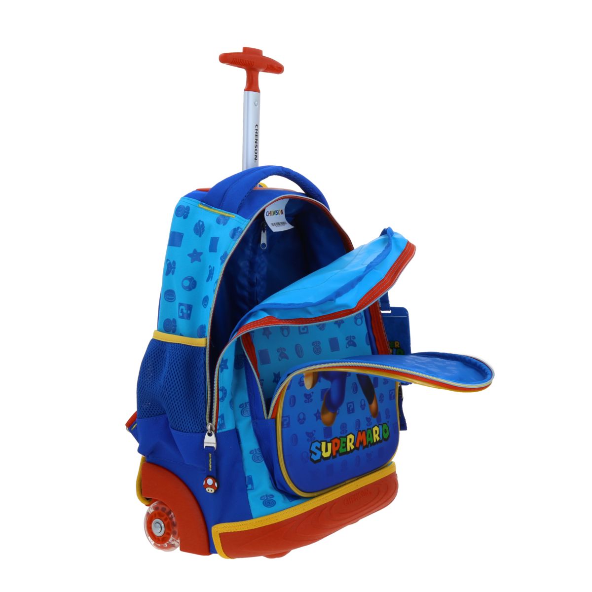Mochila Con Ruedas Grande Mario Bros Azul image number null