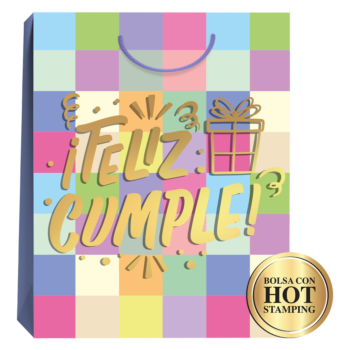 Bolsa de Regalo Grande Cumplea&ntilde;os con Hot Stamping Mate Varios Modelos 1 Pieza image number null