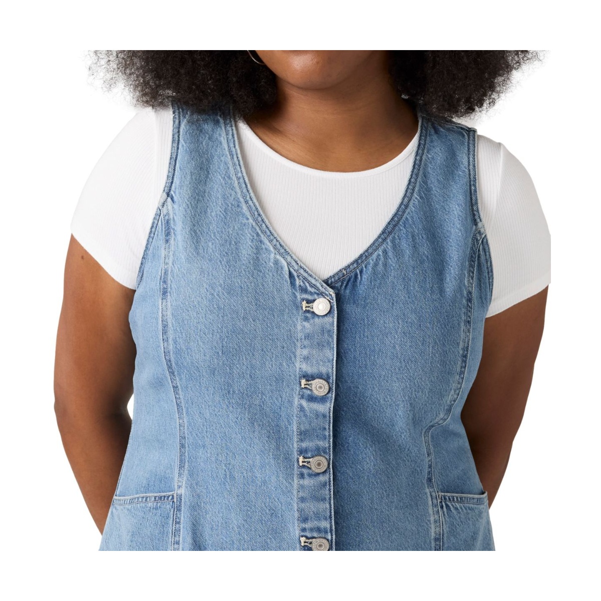 Vestido Cuello V Bot&oacute;n Levis Para Mujer Curvy image number null