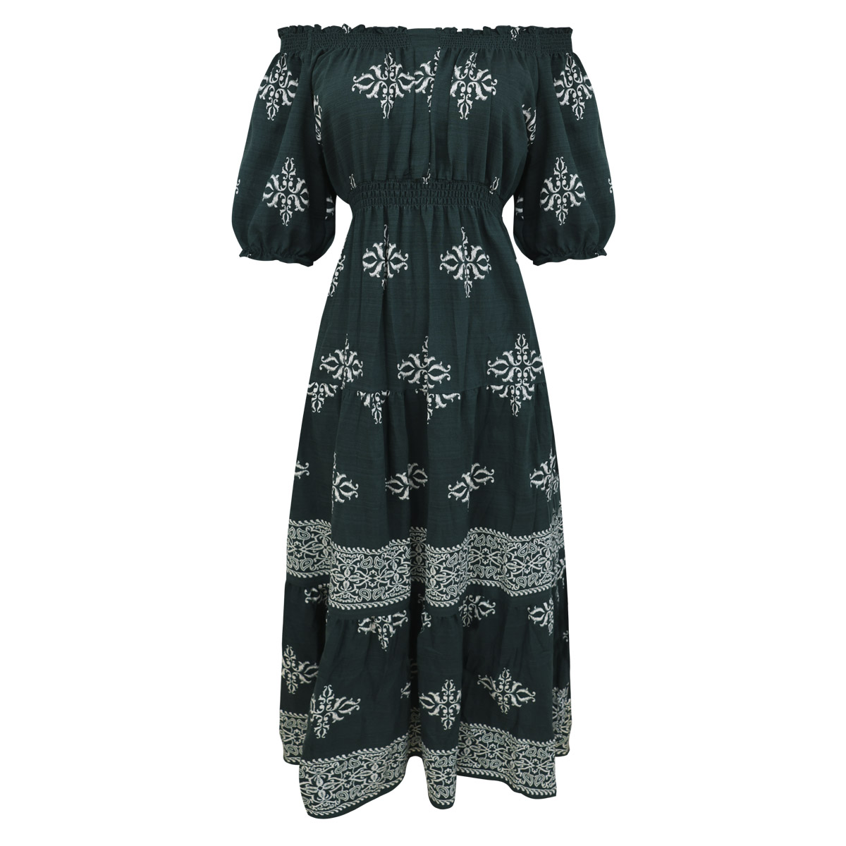 Vestido Maxi 'Boho-Chic' Color Esmeralda para Mujer Just By Basel image number null