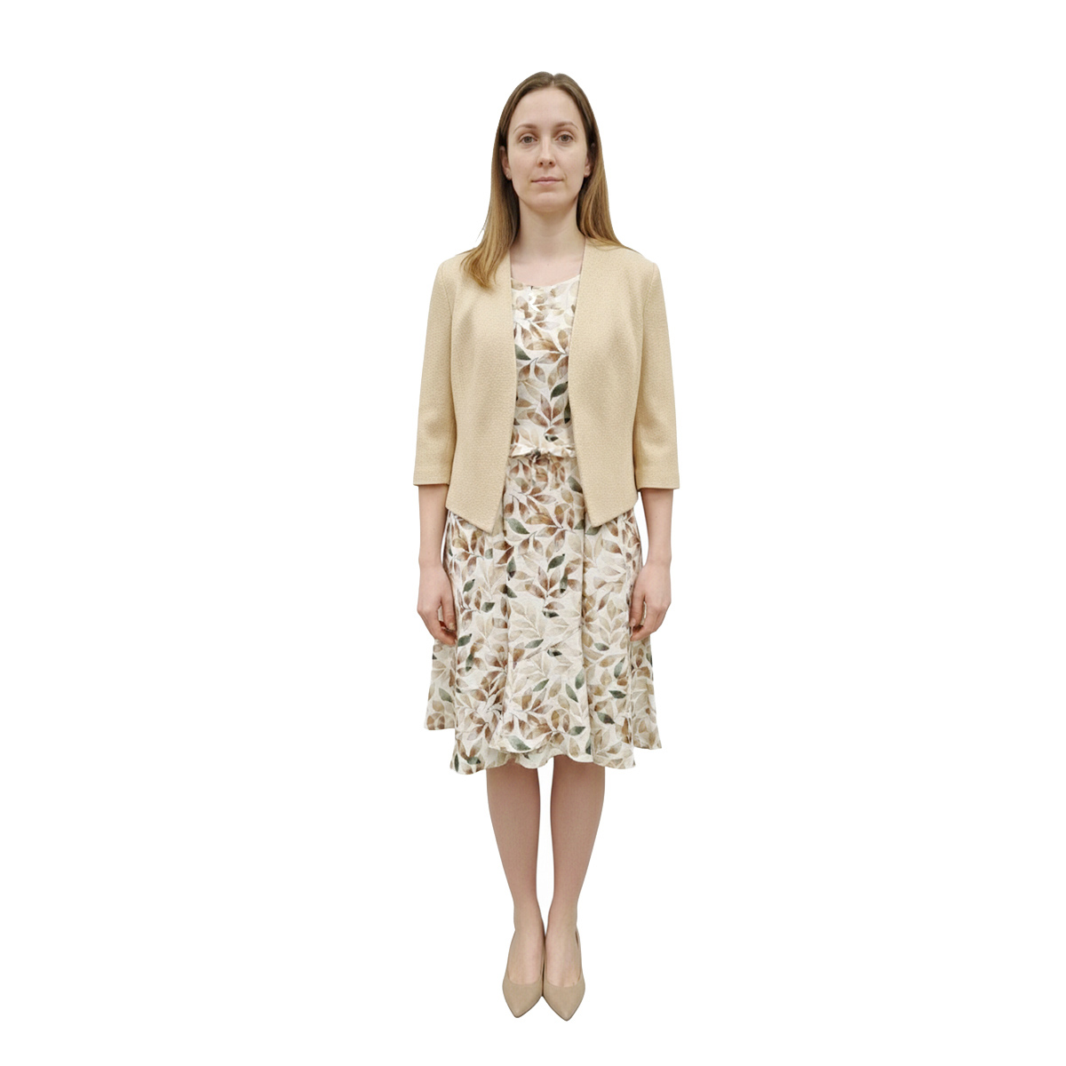 Conjunto de 2 Piezas de Saco Liso y Vestido Estampado Diva para Mujer image number null