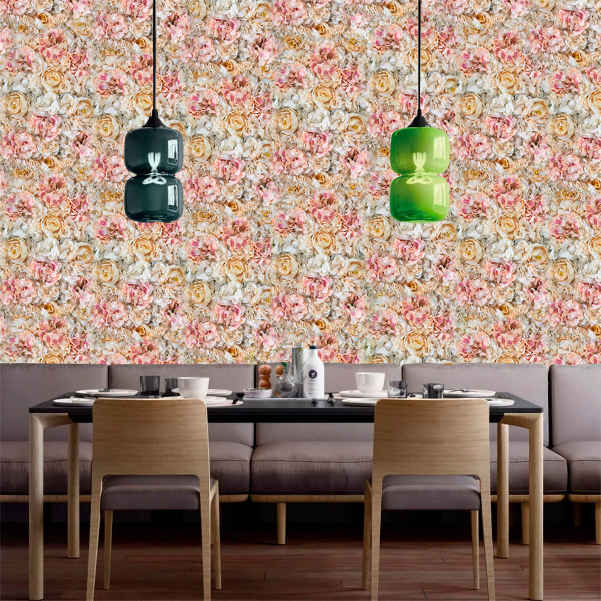 Muro De Flores Artificiales Premium "Melocot&oacute;n" 60 X 40cm  Deco PVC image number null